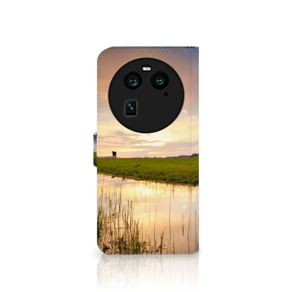 OPPO Find X6 Telefoonhoesje met Pasjes Koe telefoonhoesje koeien natuur design vooraanzicht