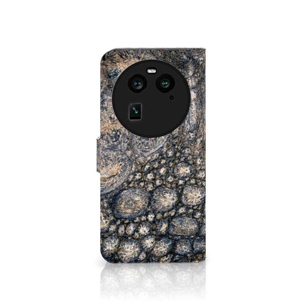 OPPO Find X6 Telefoonhoesje met Pasjes Krokodillenprint design krokodille aanzicht