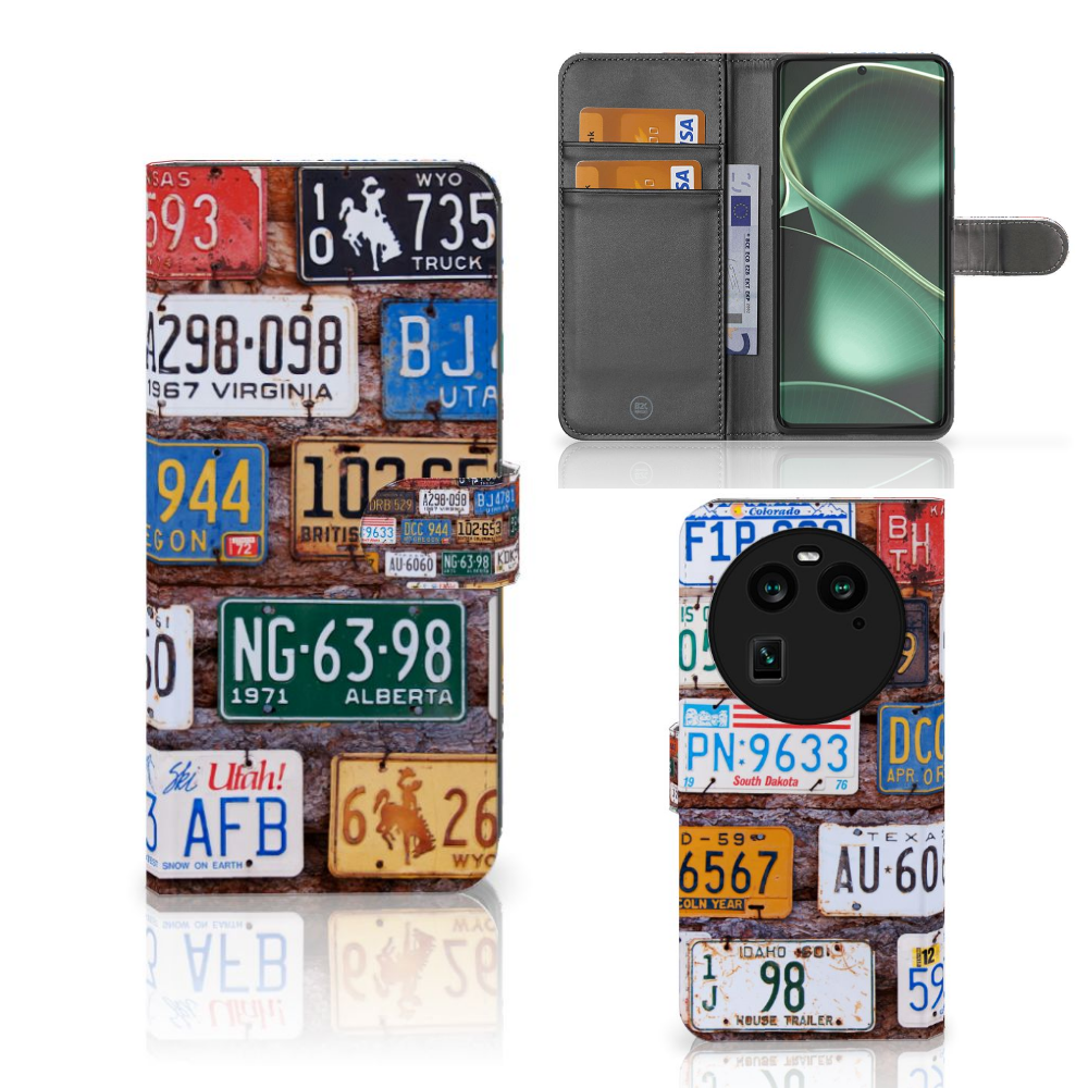 OPPO Find X6 Telefoonhoesje met foto Kentekenplaten design kentekenplaten vooraanzicht en binnenkant