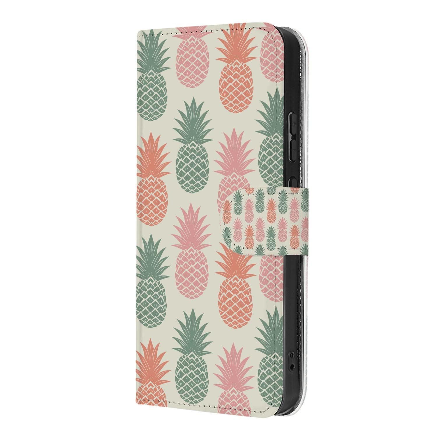 Bookcase hoesje OPPO Reno15 Pro Ananas met gesloten klep, vooraanzicht