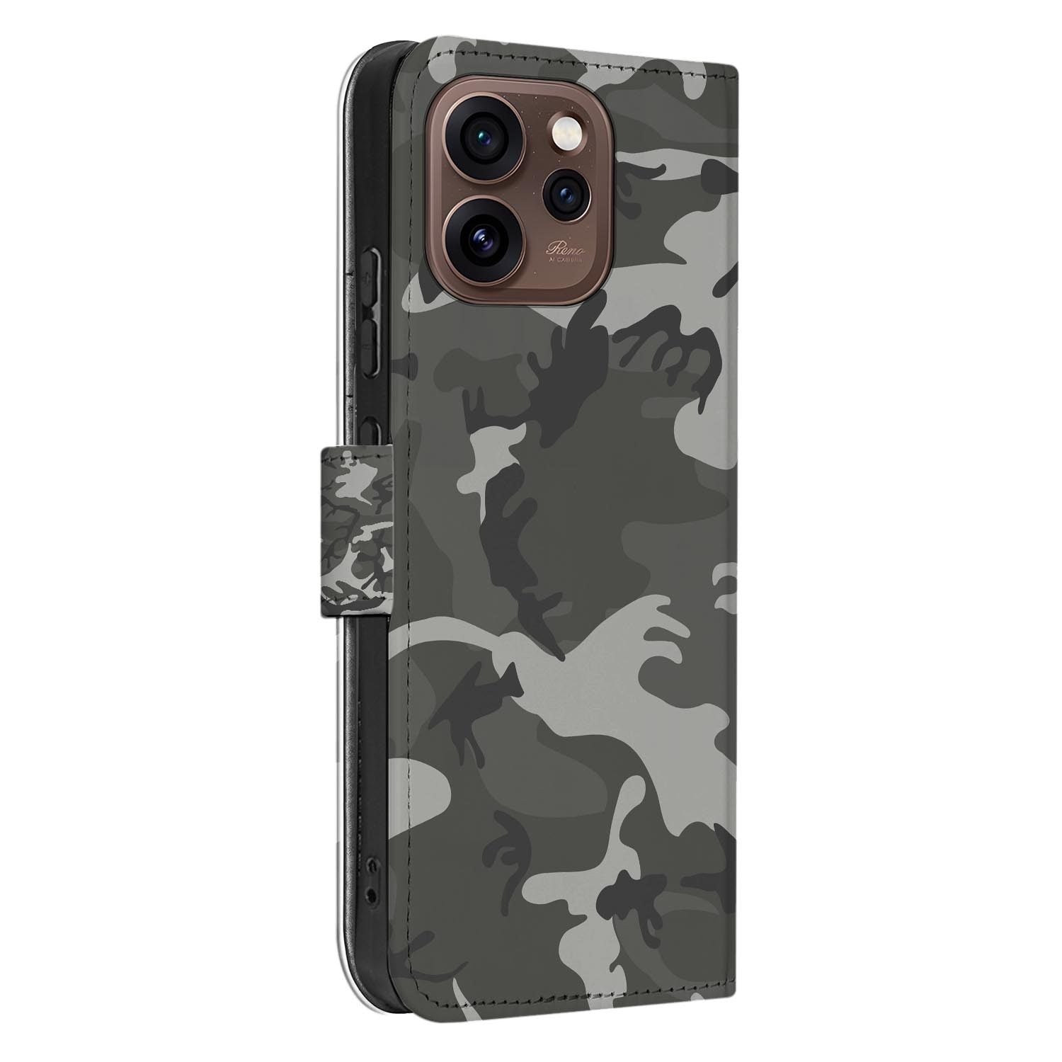 Book case hoesje OPPO Reno15 Pro Army Light met gesloten klep, vooraanzicht
