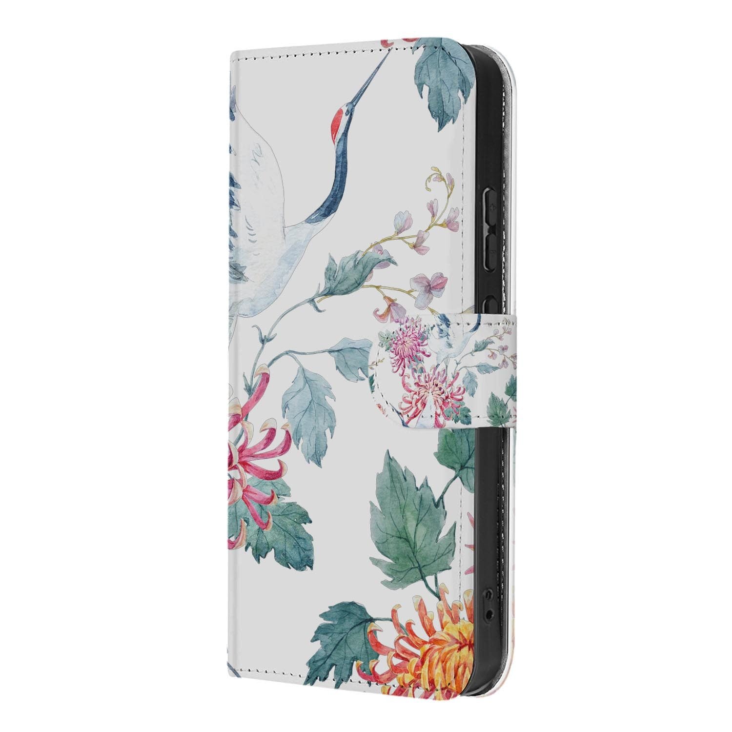 Bookcase hoesje OPPO Reno15 Pro Bird Flowers zijaanzicht met magneetsluiting