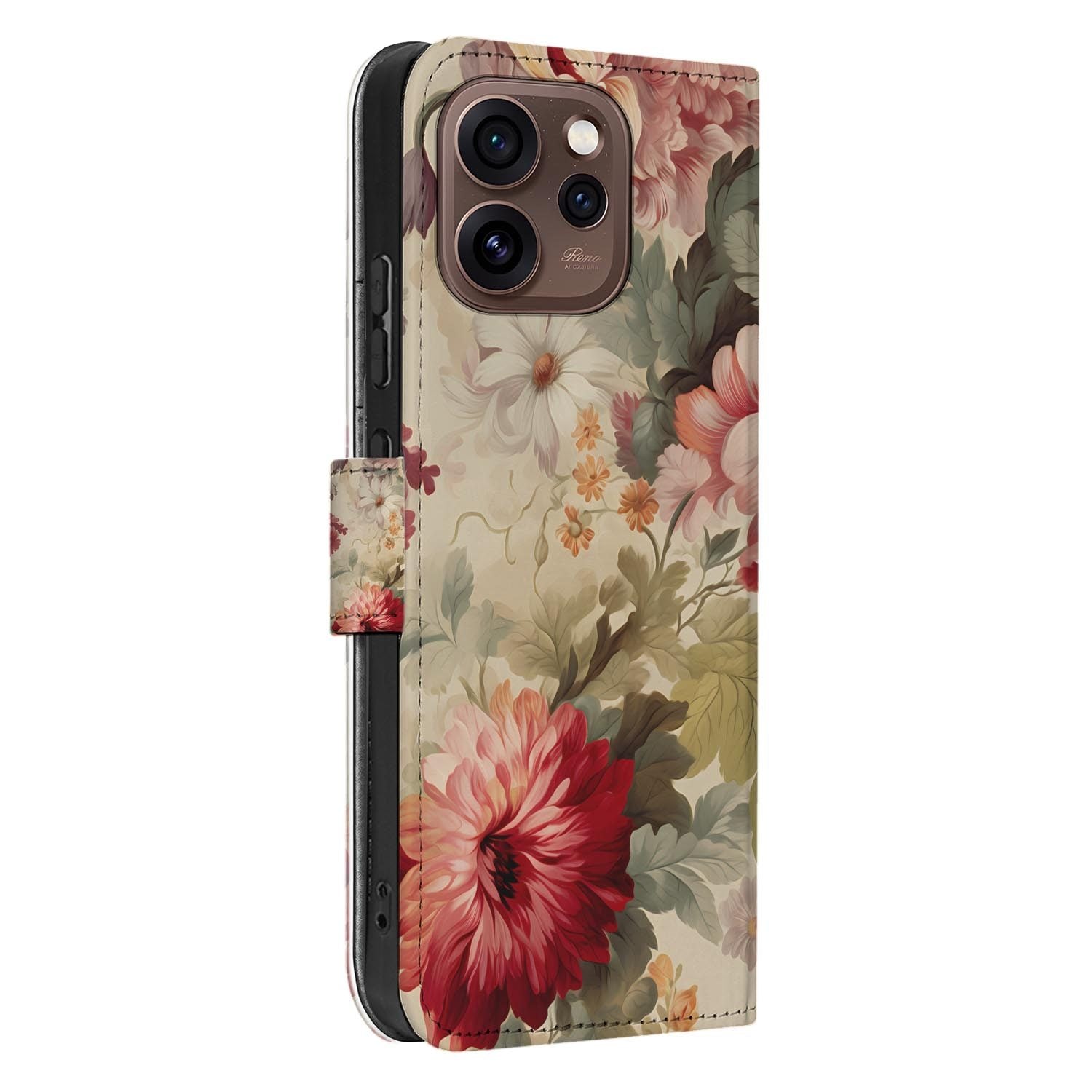 Book case hoesje OPPO Reno15 Pro Bloemen achterzijde met camera-uitsparing