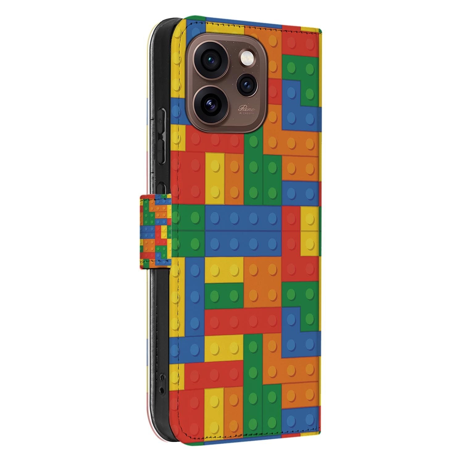 Book case hoesje OPPO Reno15 Pro Blokken zijaanzicht met magneetsluiting