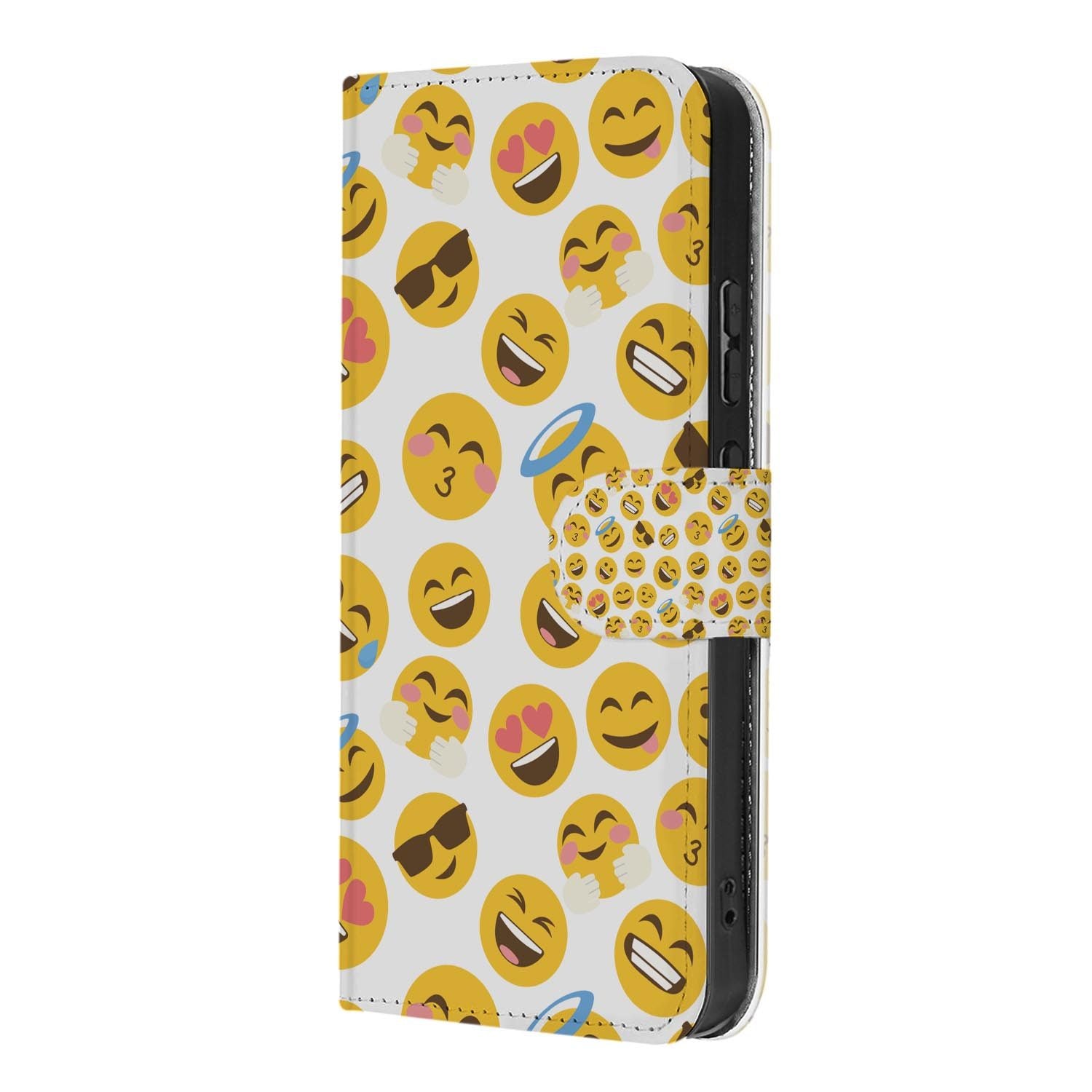 Wallet hoesje OPPO Reno15 Pro Emoji zijaanzicht met magneetsluiting