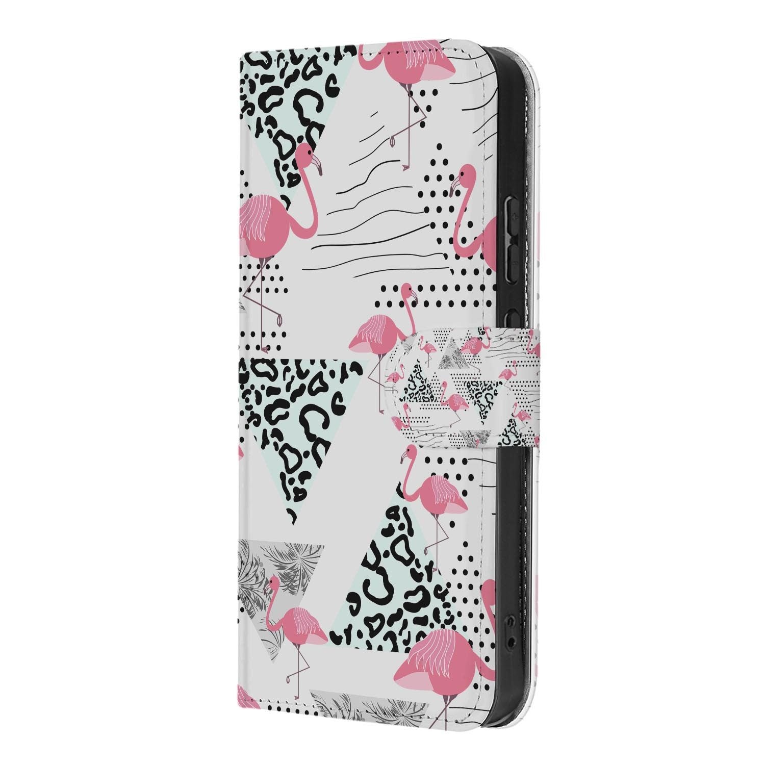 Hoesje met pasjeshouder OPPO Reno15 Pro Flamingo Triangle schuin aanzicht van de klep