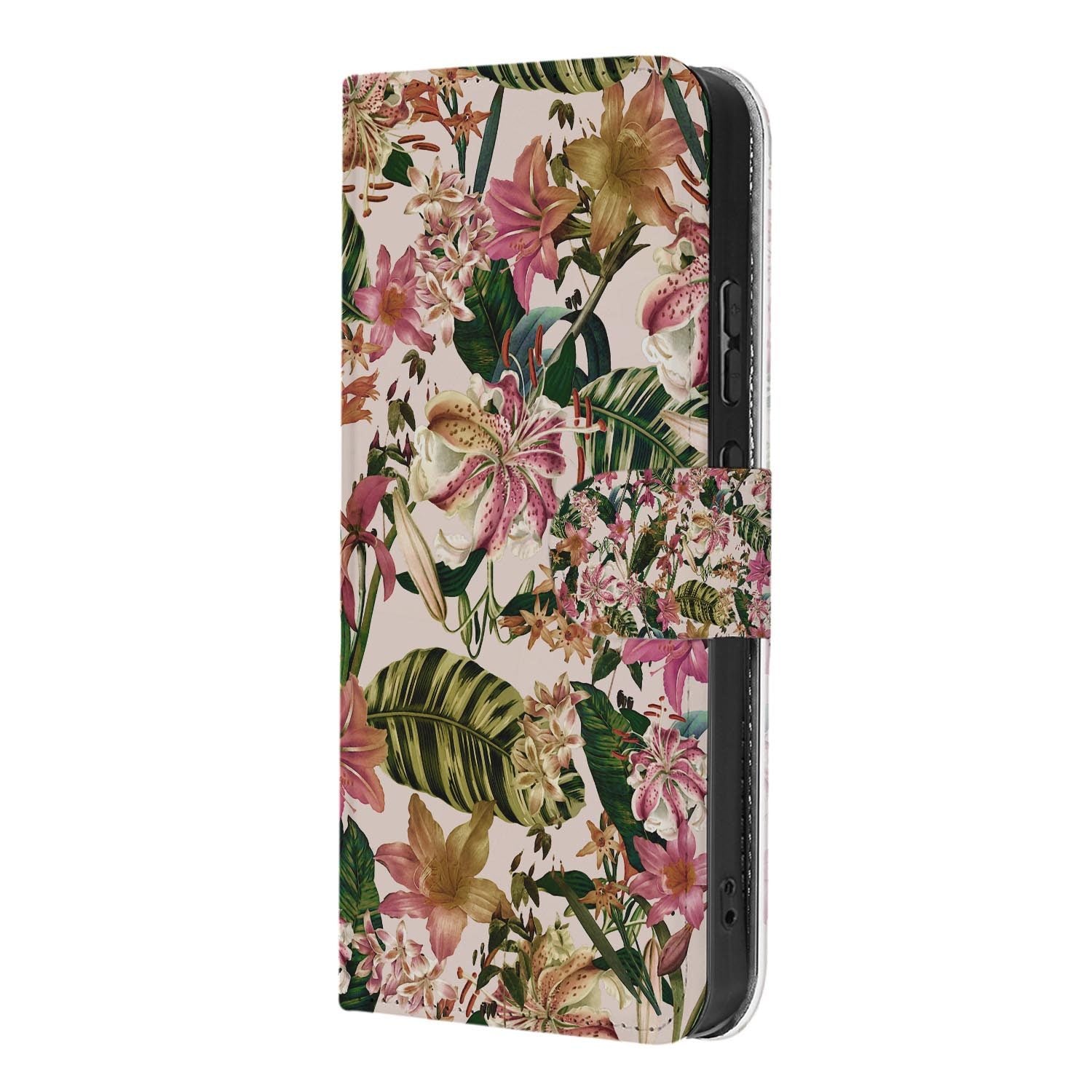 Book case hoesje OPPO Reno15 Pro Flowers Blue met gesloten klep, vooraanzicht