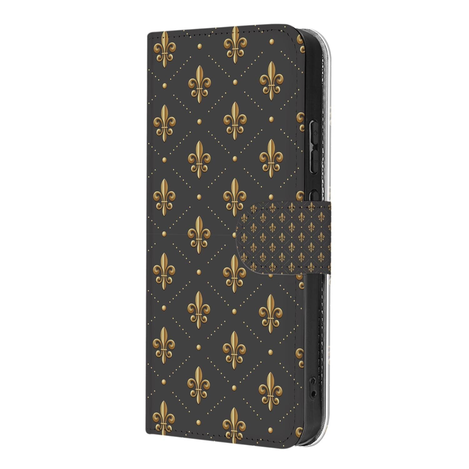 Book case hoesje OPPO Reno15 Pro Franse Lelie schuin aanzicht van de klep