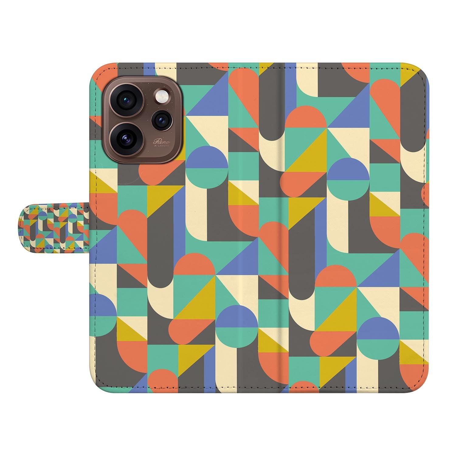 Portemonnee hoesje OPPO Reno15 Pro Funky Retro met gesloten klep, vooraanzicht