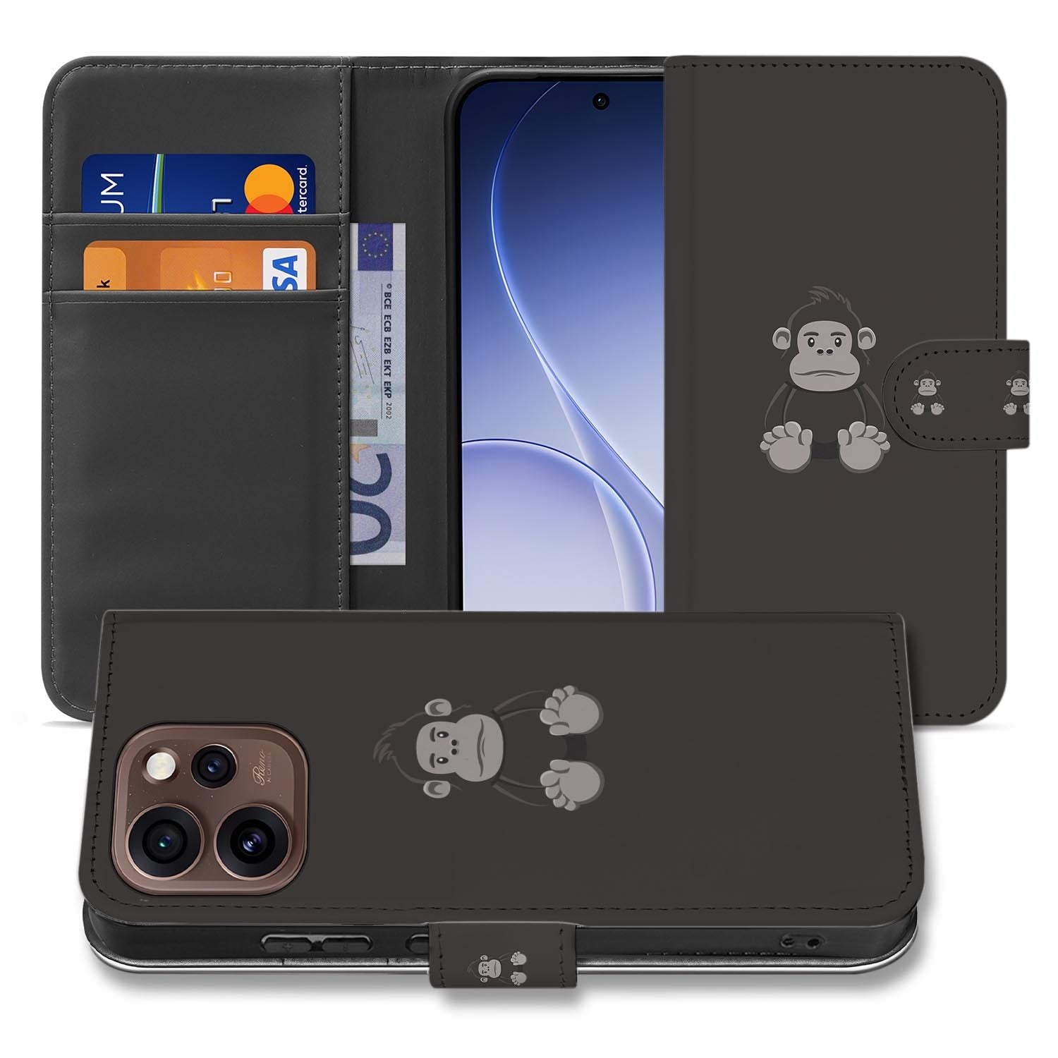 Hoesje met pasjeshouder OPPO Reno15 Pro Gorilla opengeklapt met pasjesvakken zichtbaar