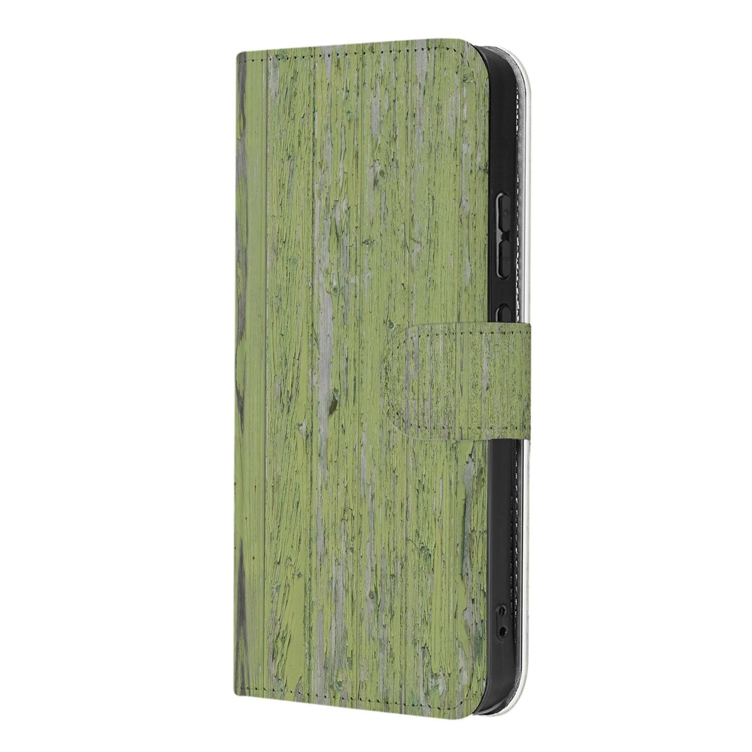 Bookcase hoesje OPPO Reno15 Pro Green Wood opengeklapt met pasjesvakken zichtbaar