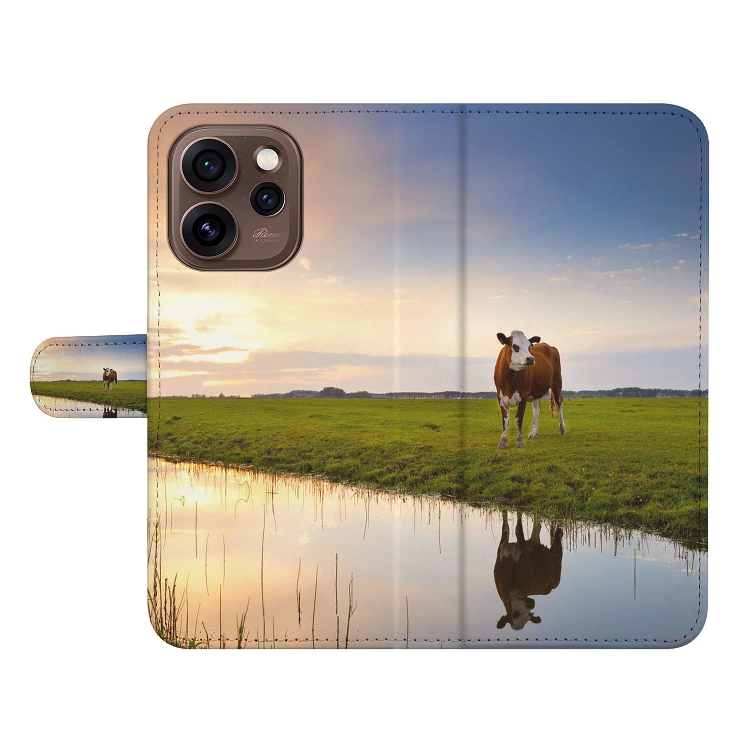 Portemonnee hoesje OPPO Reno15 Pro Koe achterzijde met camera-uitsparing