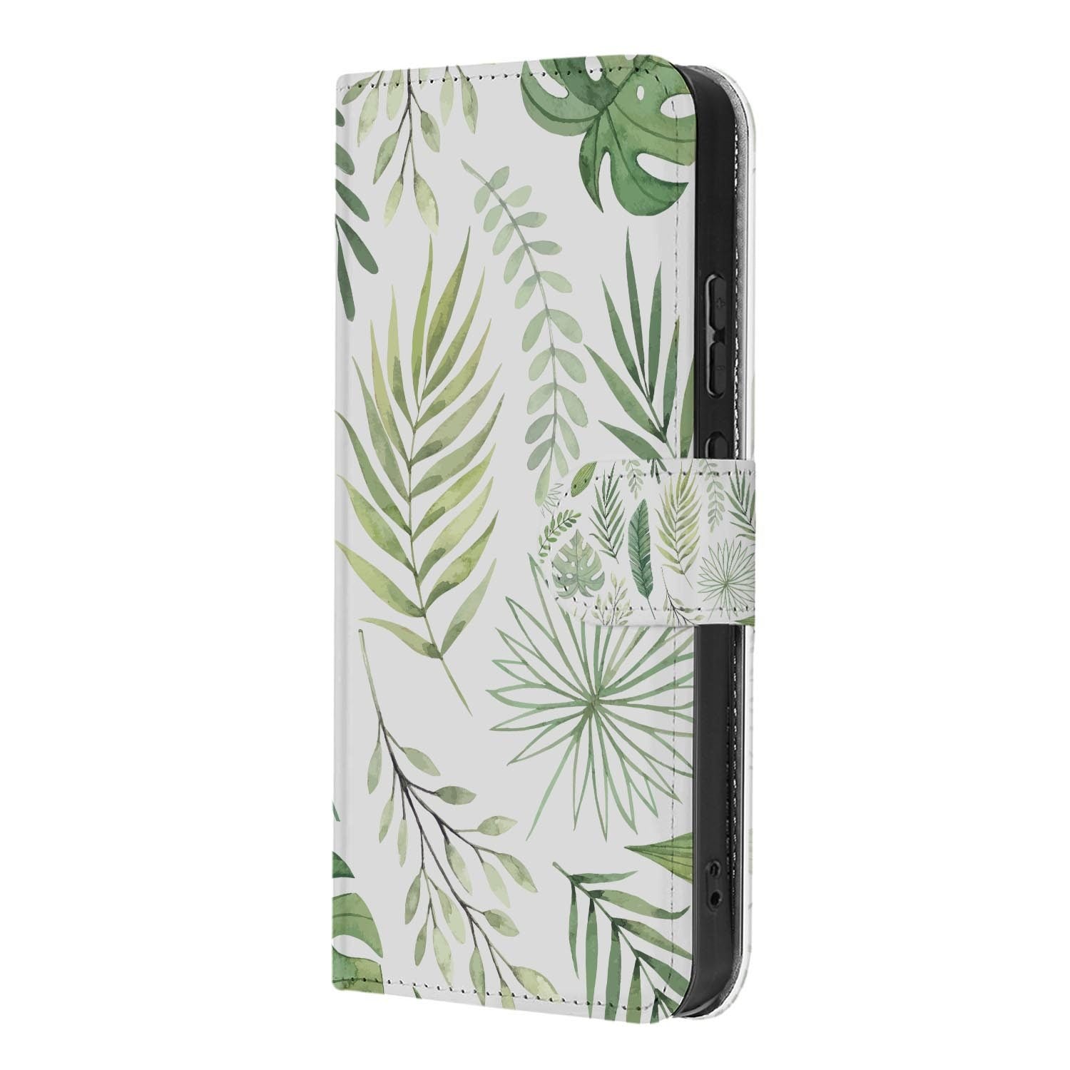 Bookcase hoesje OPPO Reno15 Pro Leaves schuin aanzicht van de klep