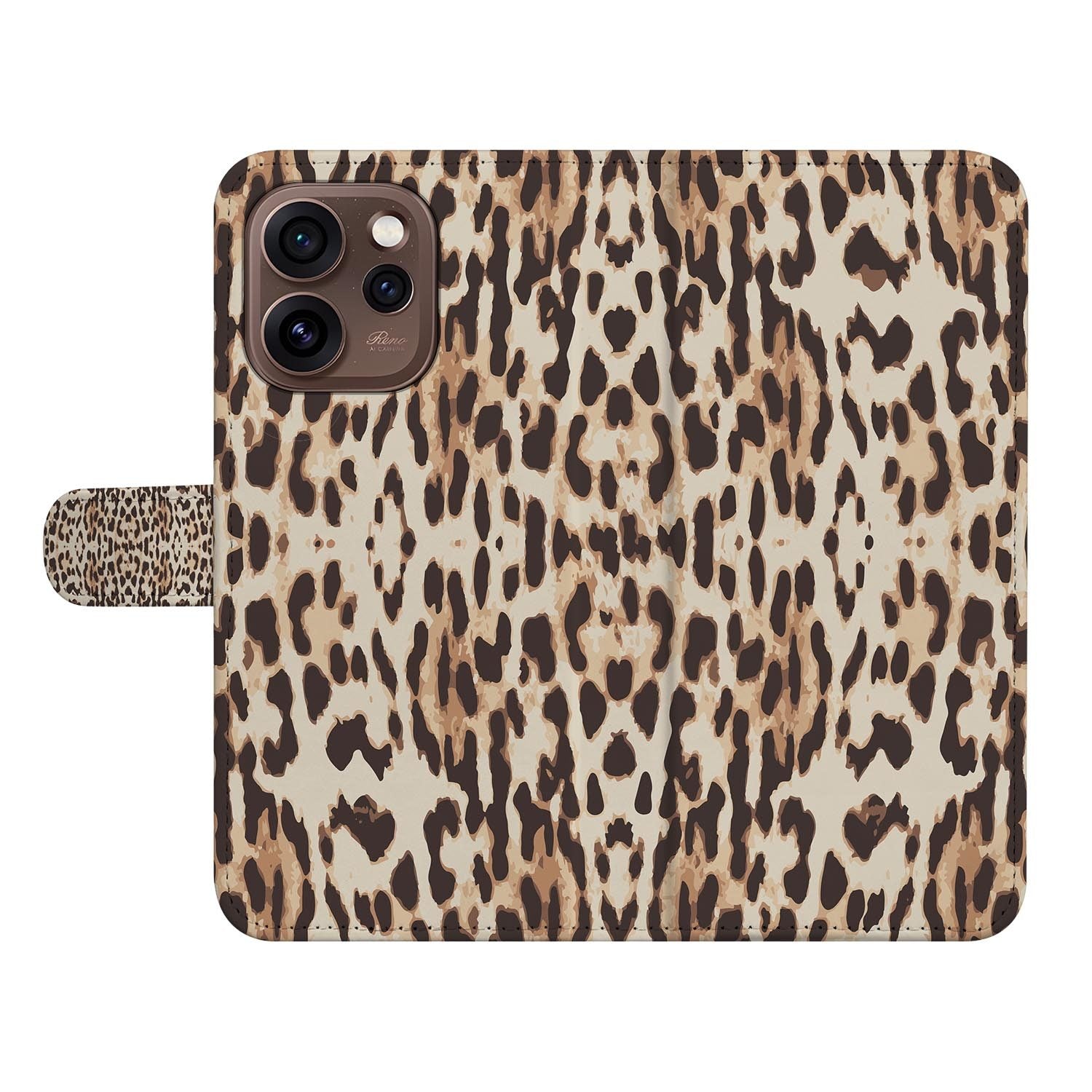 Bookcase hoesje OPPO Reno15 Pro Leopard met gesloten klep, vooraanzicht