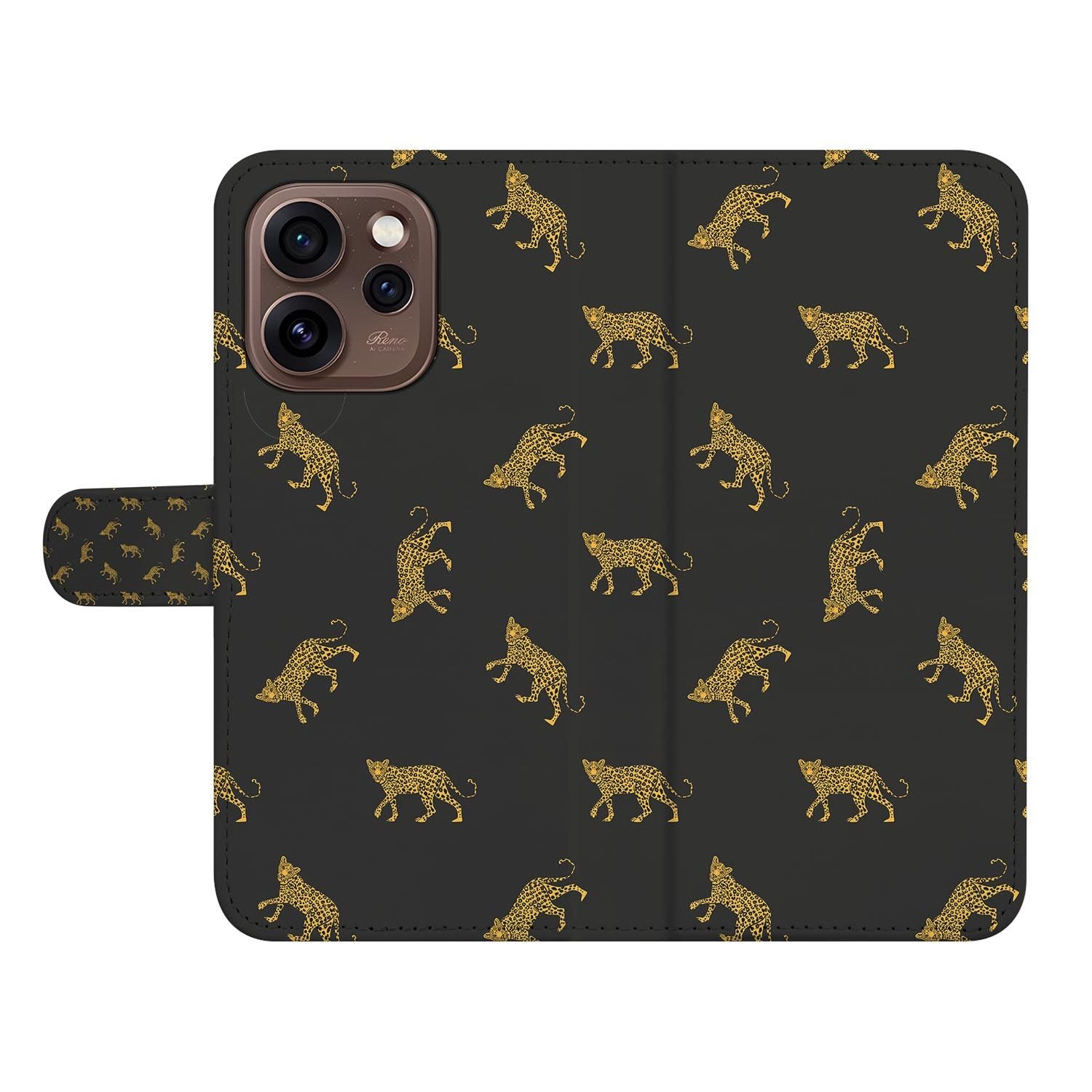 Book case hoesje OPPO Reno15 Pro Leopards detail van het geprinte ontwerp