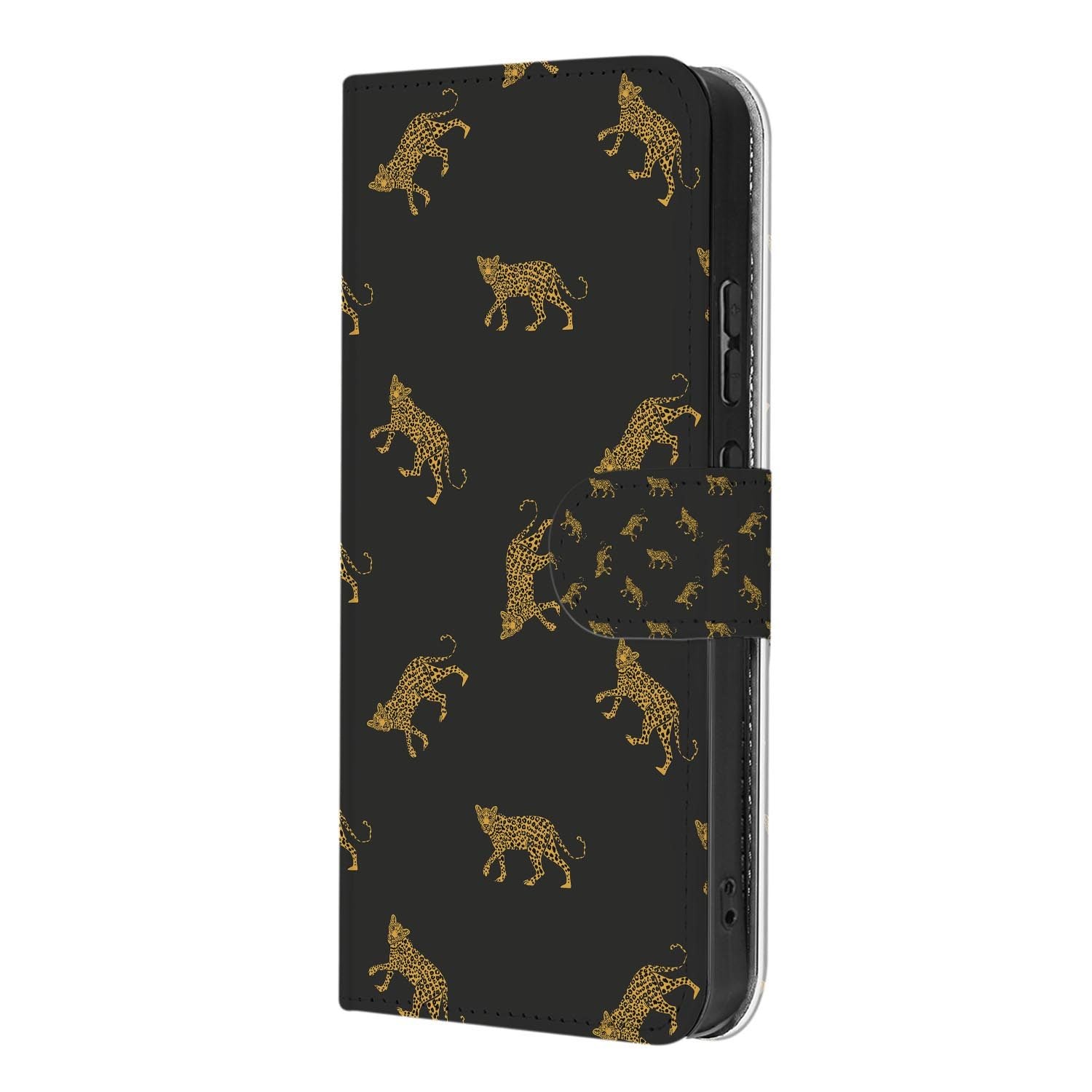 Book case hoesje OPPO Reno15 Pro Leopards staand vooraanzicht van het design