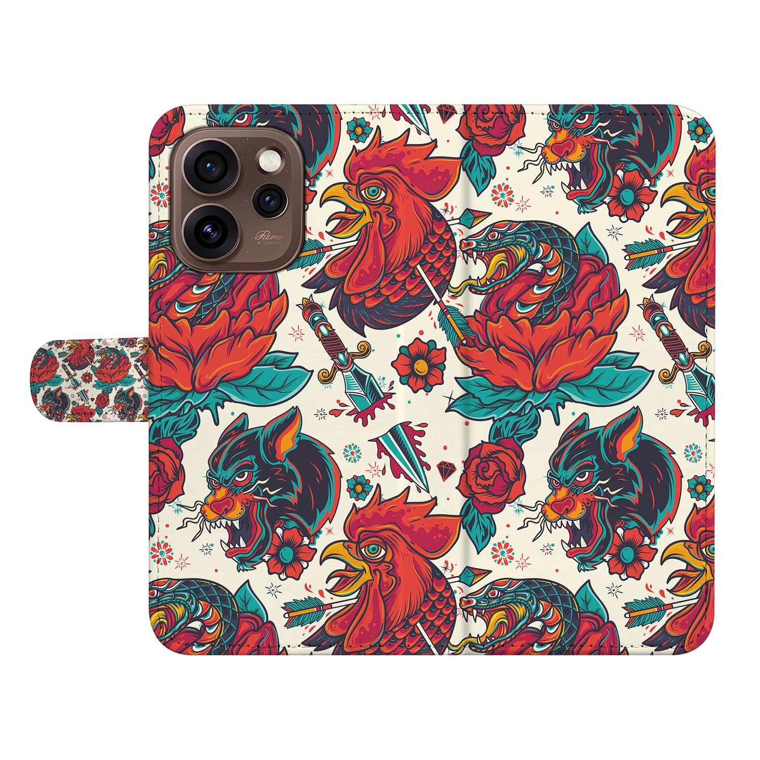 Bookcase hoesje OPPO Reno15 Pro Old Skool achterzijde met camera-uitsparing