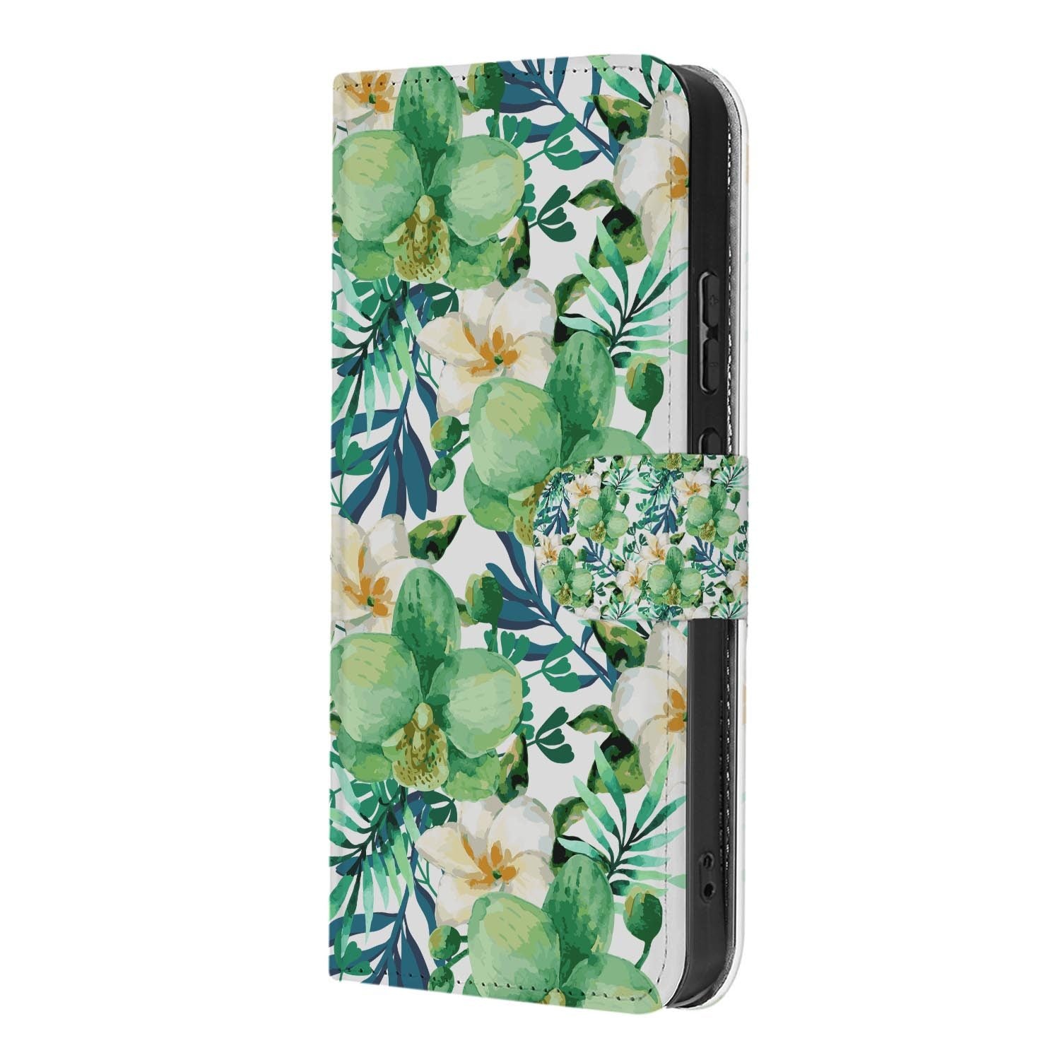 Bookcase hoesje OPPO Reno15 Pro Orchidee Groen zijaanzicht met magneetsluiting