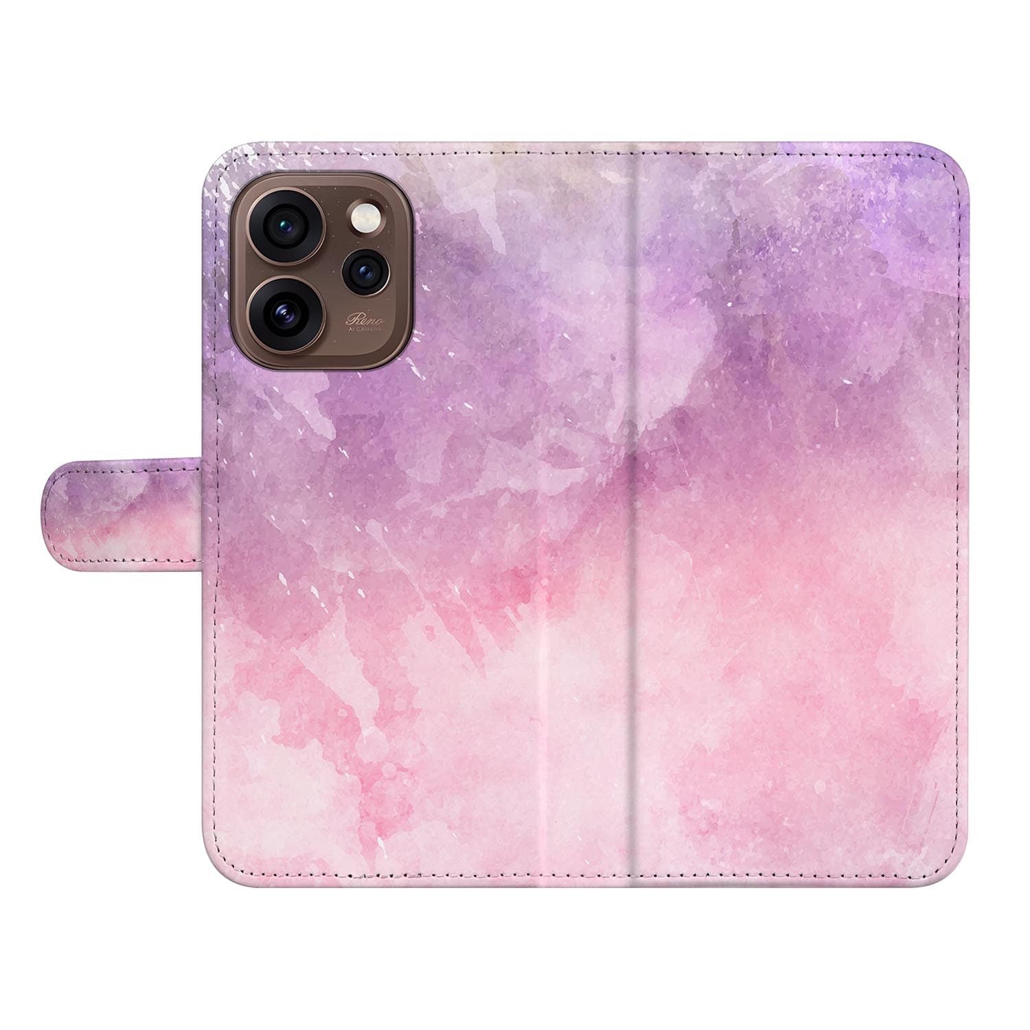 Wallet hoesje OPPO Reno15 Pro Pink Purple Paint zijaanzicht met magneetsluiting