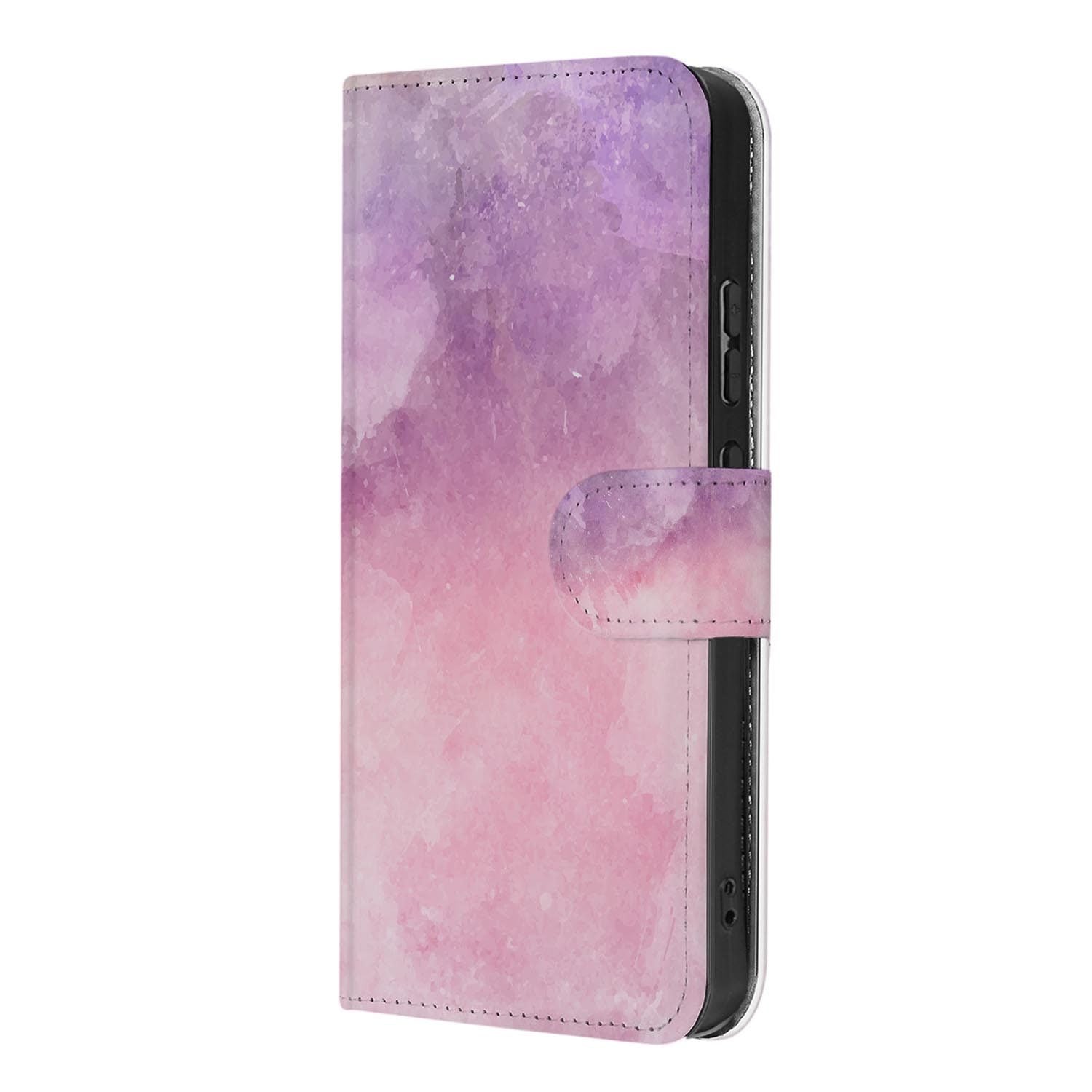 Wallet hoesje OPPO Reno15 Pro Pink Purple Paint met gesloten klep, vooraanzicht