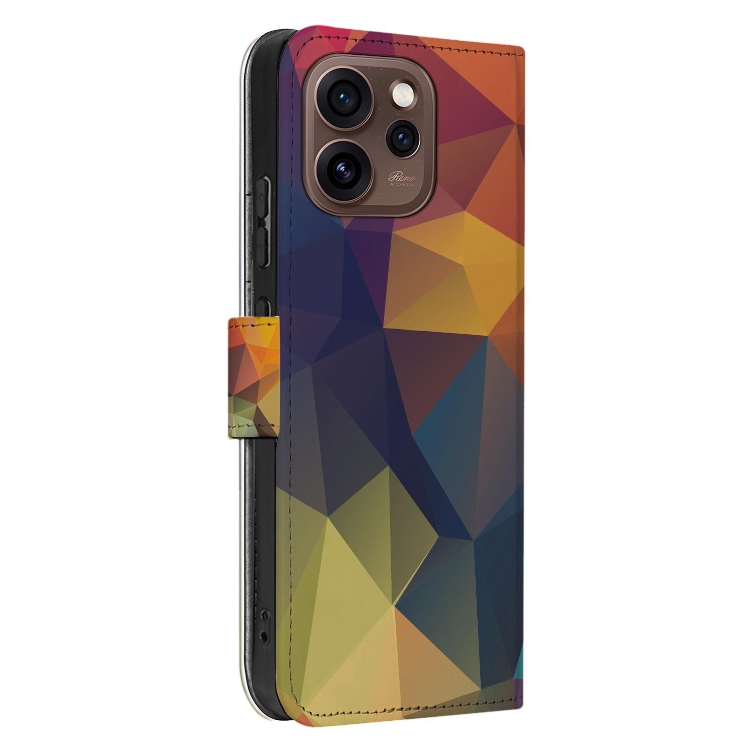 Hoesje met pasjeshouder OPPO Reno15 Pro Polygon Color met gesloten klep, vooraanzicht