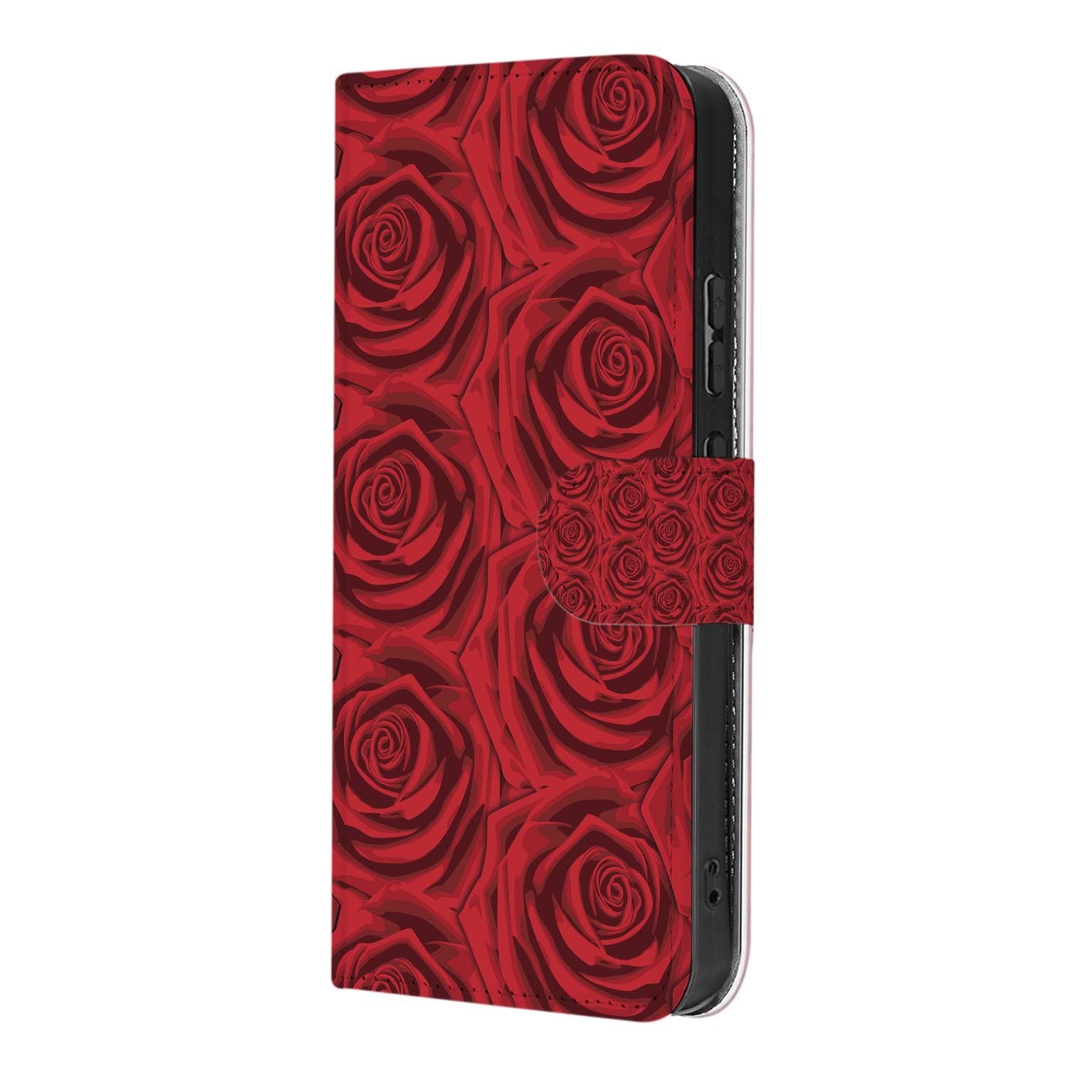 Bookcase hoesje OPPO Reno15 Pro Red Roses met gesloten klep, vooraanzicht