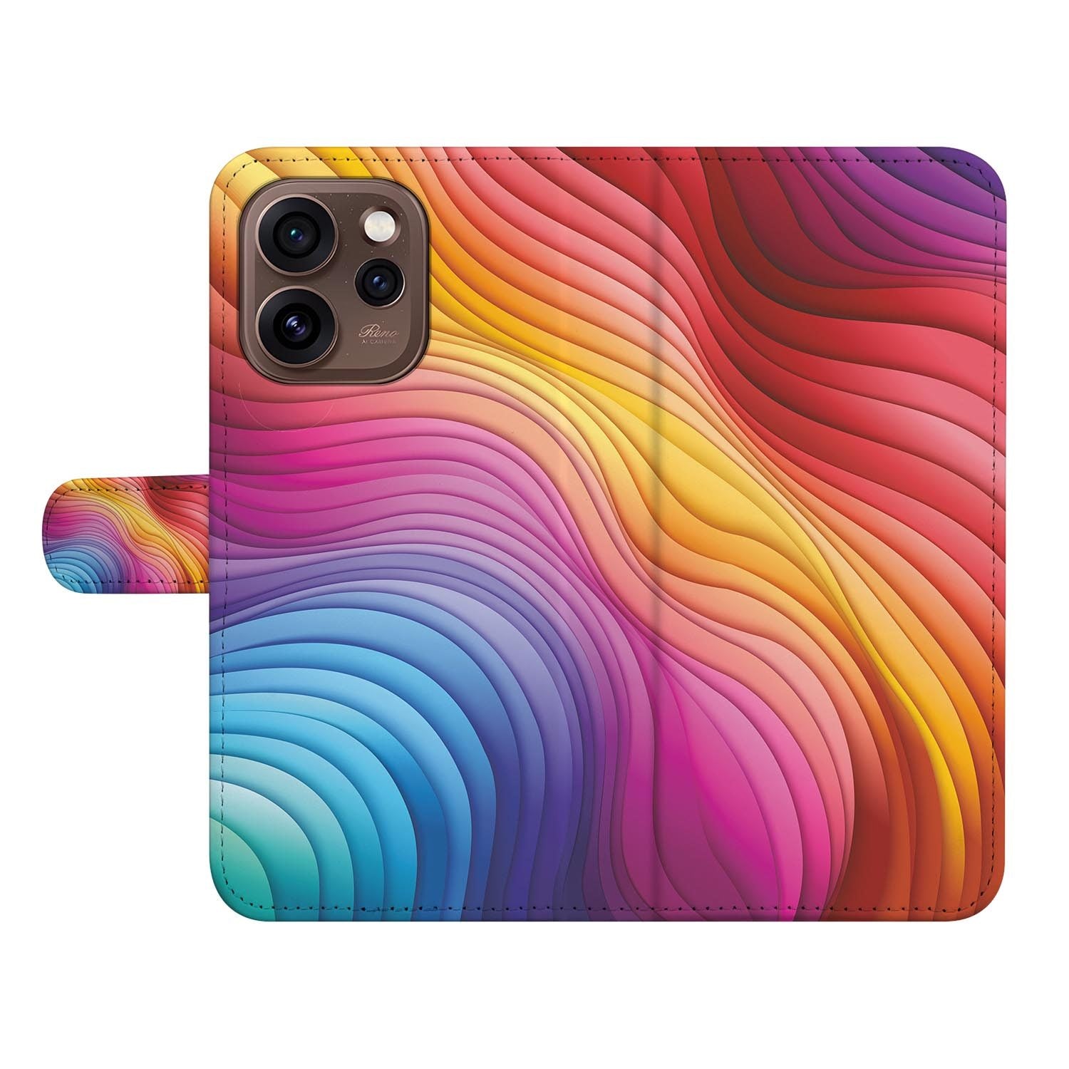 Book case hoesje OPPO Reno15 Pro Regenboog zijaanzicht met magneetsluiting