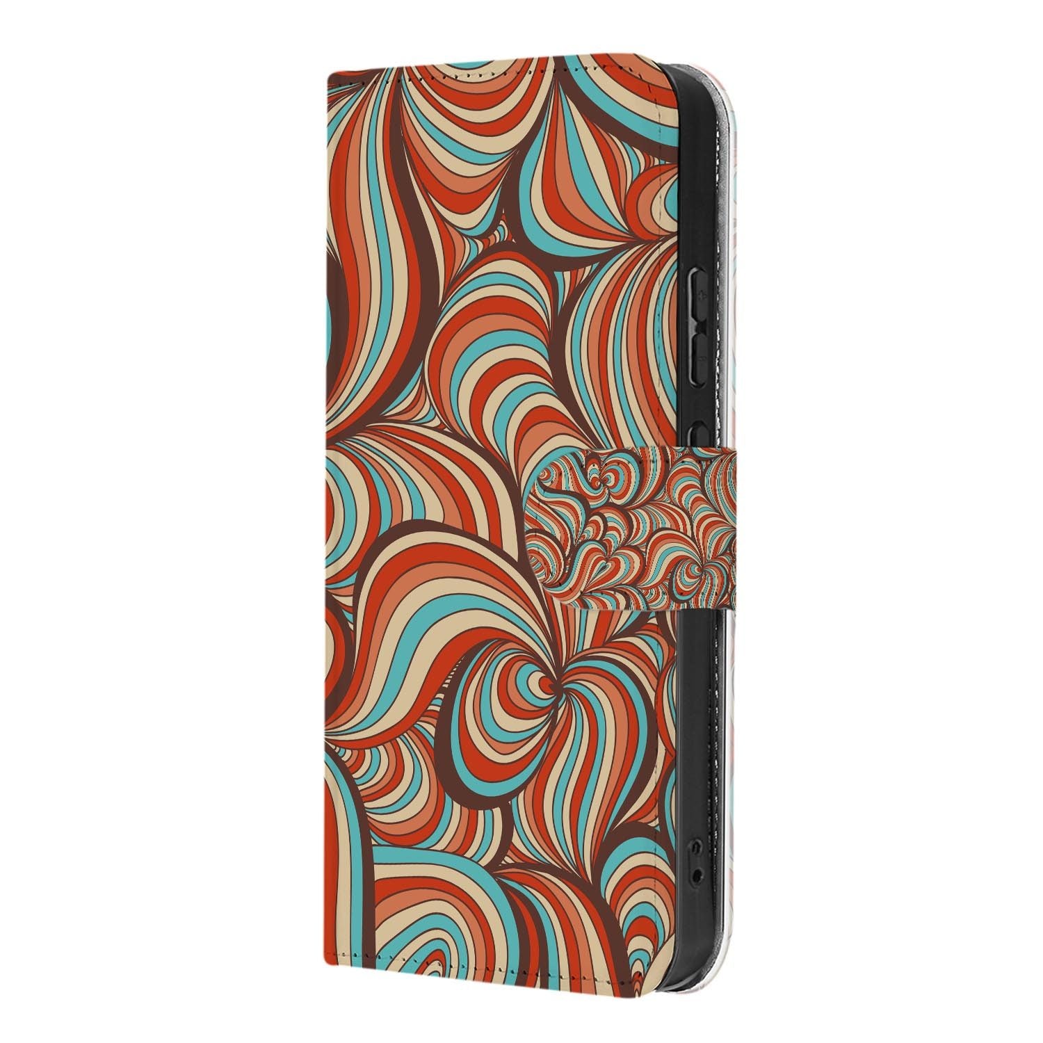 Book case hoesje OPPO Reno15 Pro Retro schuin aanzicht van de klep