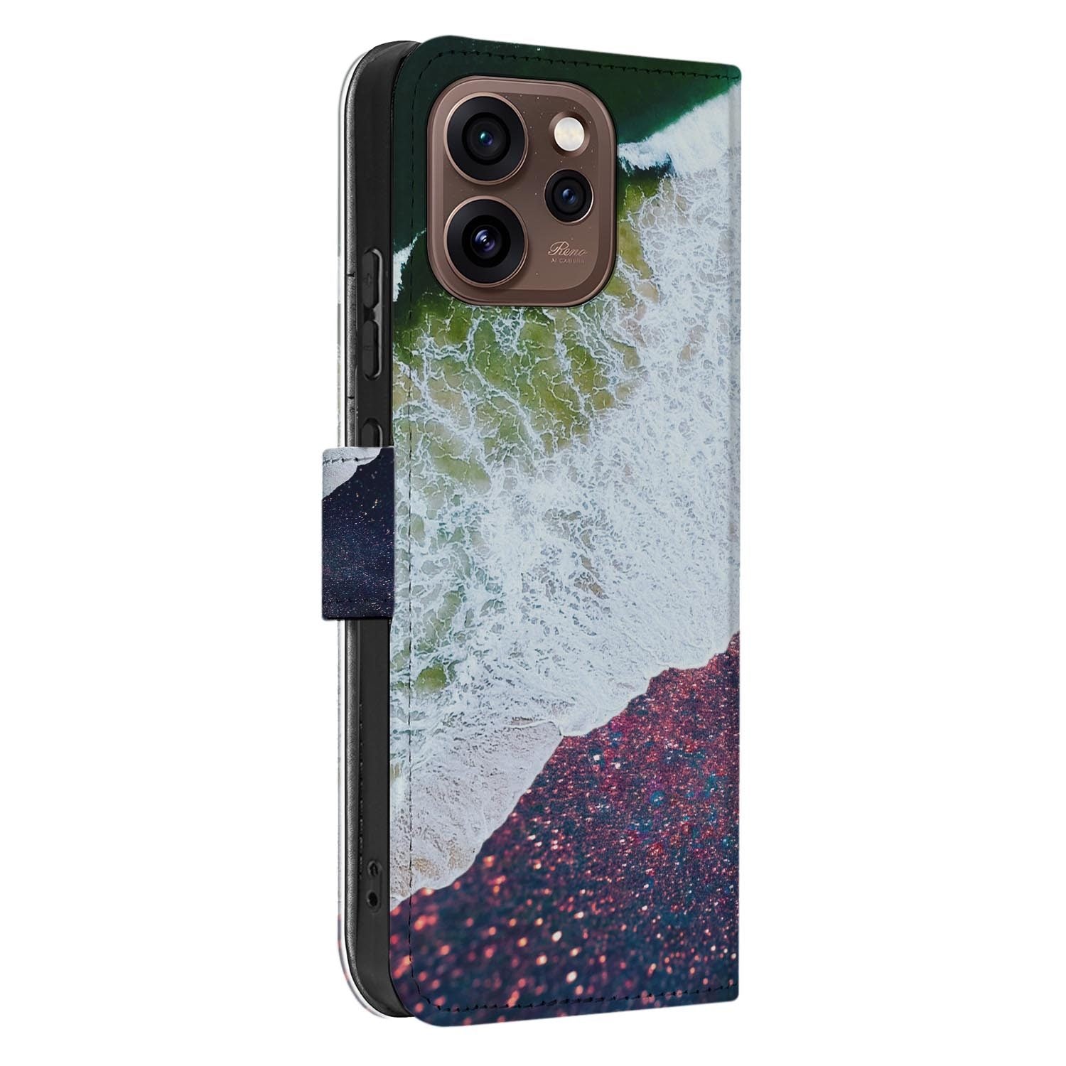Portemonnee hoesje OPPO Reno15 Pro Sea in Space zijaanzicht met magneetsluiting