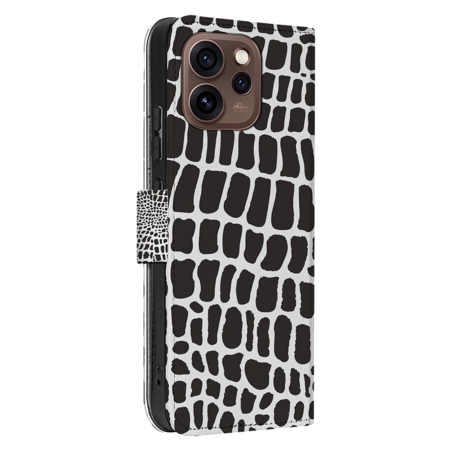 Portemonnee hoesje OPPO Reno15 Pro Slangenprint schuin aanzicht van de klep