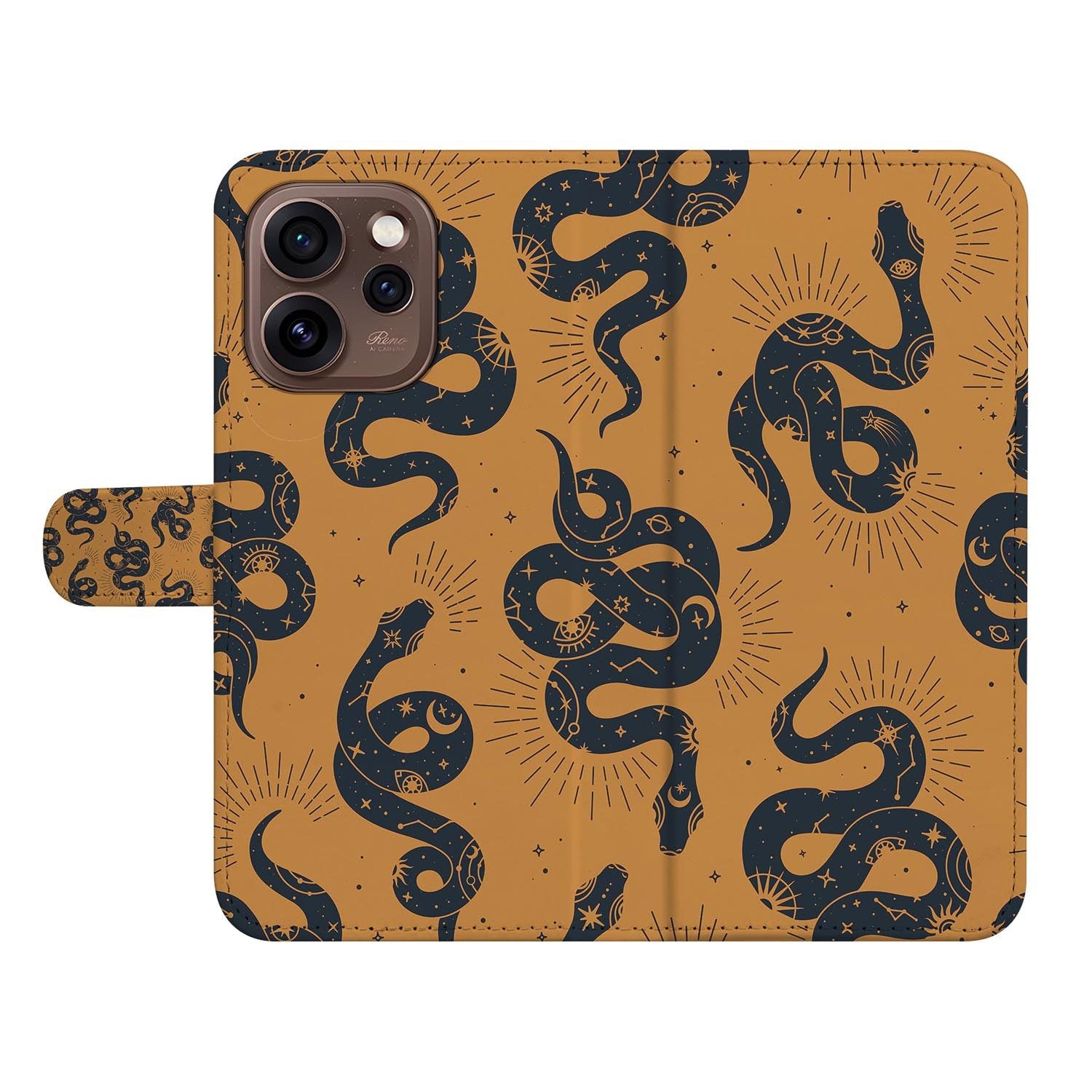 Wallet hoesje OPPO Reno15 Pro Snakes achterzijde met camera-uitsparing
