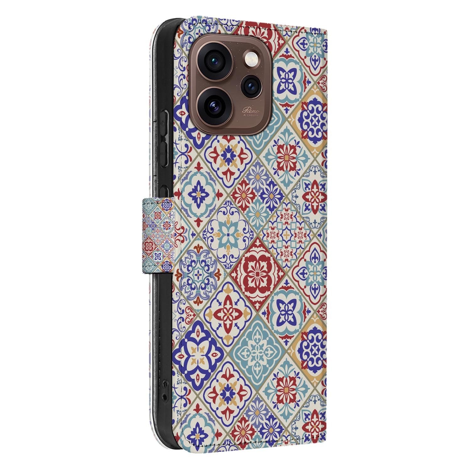 Bookcase hoesje OPPO Reno15 Pro Tiles Color achterzijde met camera-uitsparing