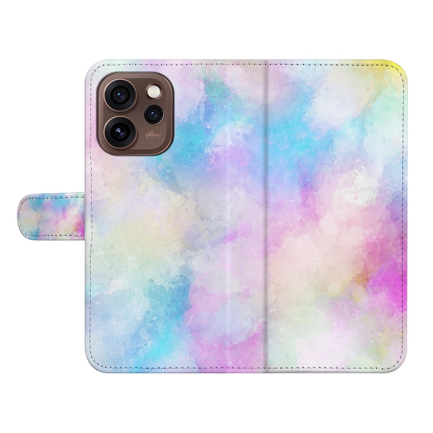 Book case hoesje OPPO Reno15 Pro Watercolor Light schuin aanzicht van de klep