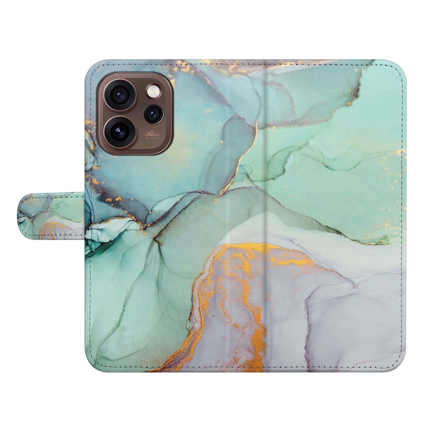 Portemonnee hoesje OPPO Reno15 Pro Watercolor Mix opengeklapt met pasjesvakken zichtbaar
