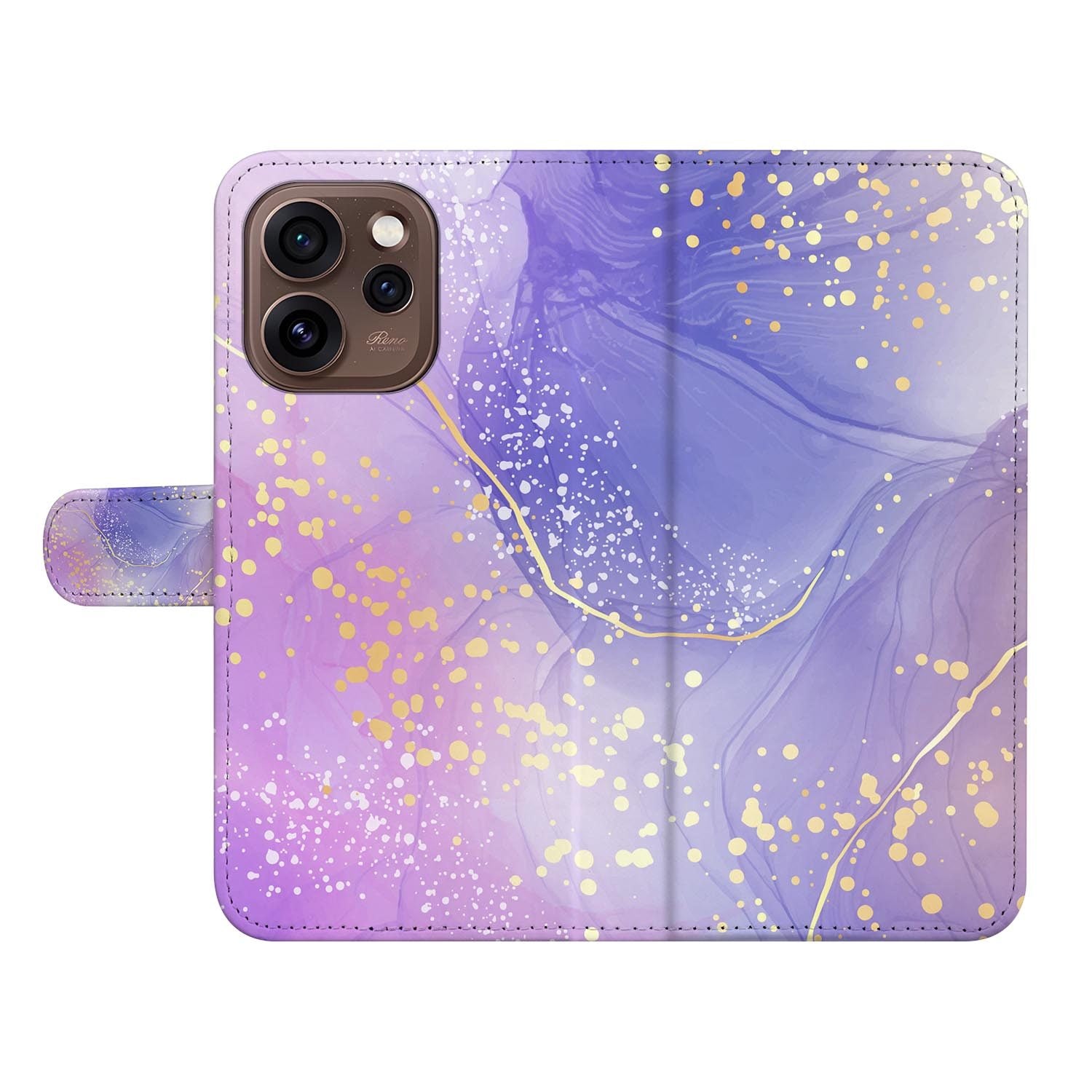 Portemonnee hoesje OPPO Reno15 Pro Watercolor Paars met gesloten klep, vooraanzicht