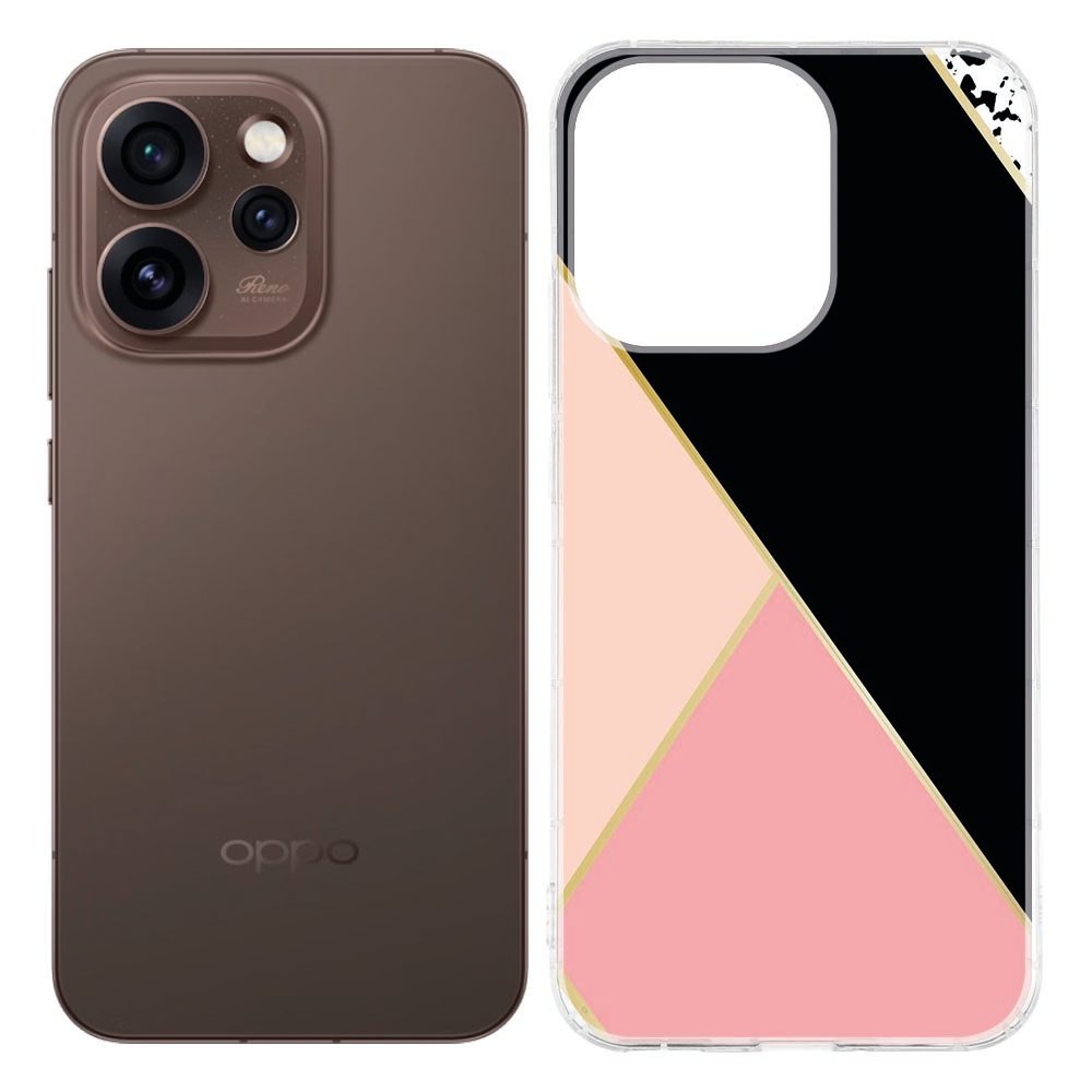 OPPO Reno15 Pro Softcase Back cover Zwart Roze Vormen