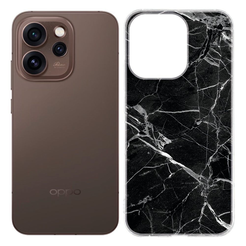 OPPO Reno15 Pro Softcase Back cover Marmer Zwart