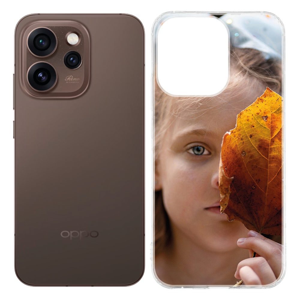 OPPO Reno15 Pro Hoesje Ontwerpen met Eigen Foto met een meisje en een blad.