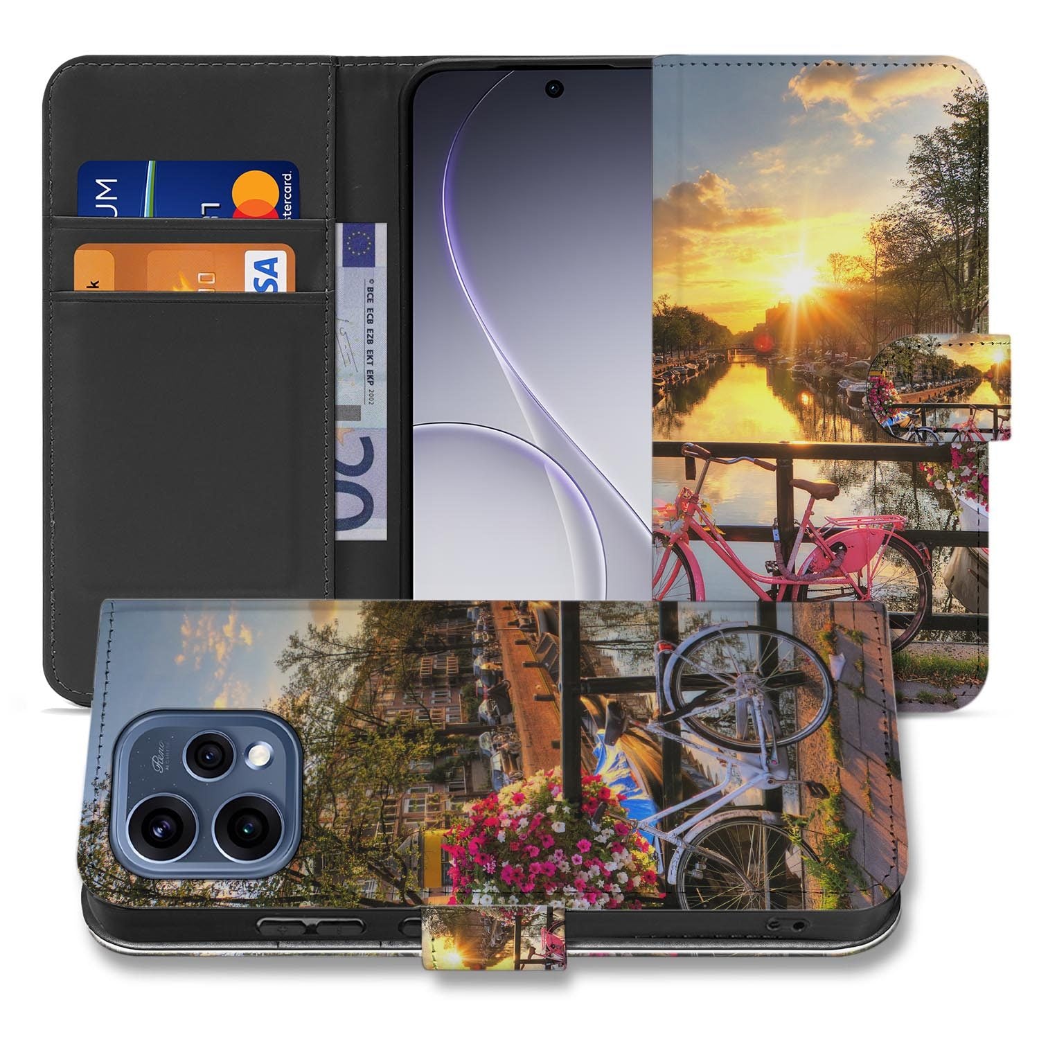 OPPO Reno15 bookcase hoesje Amsterdamse Grachten – binnenzijde met TPU-houder