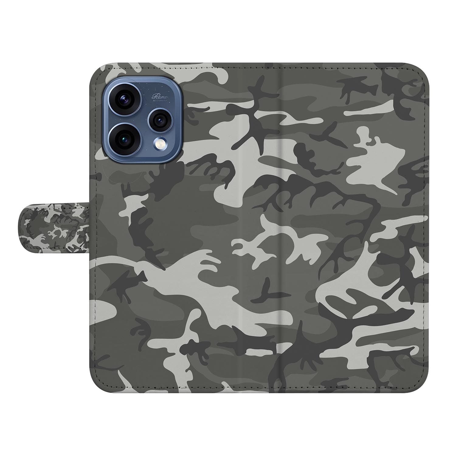OPPO Reno15 boekhoesje Camouflage Licht – bovenaanzicht van de klep
