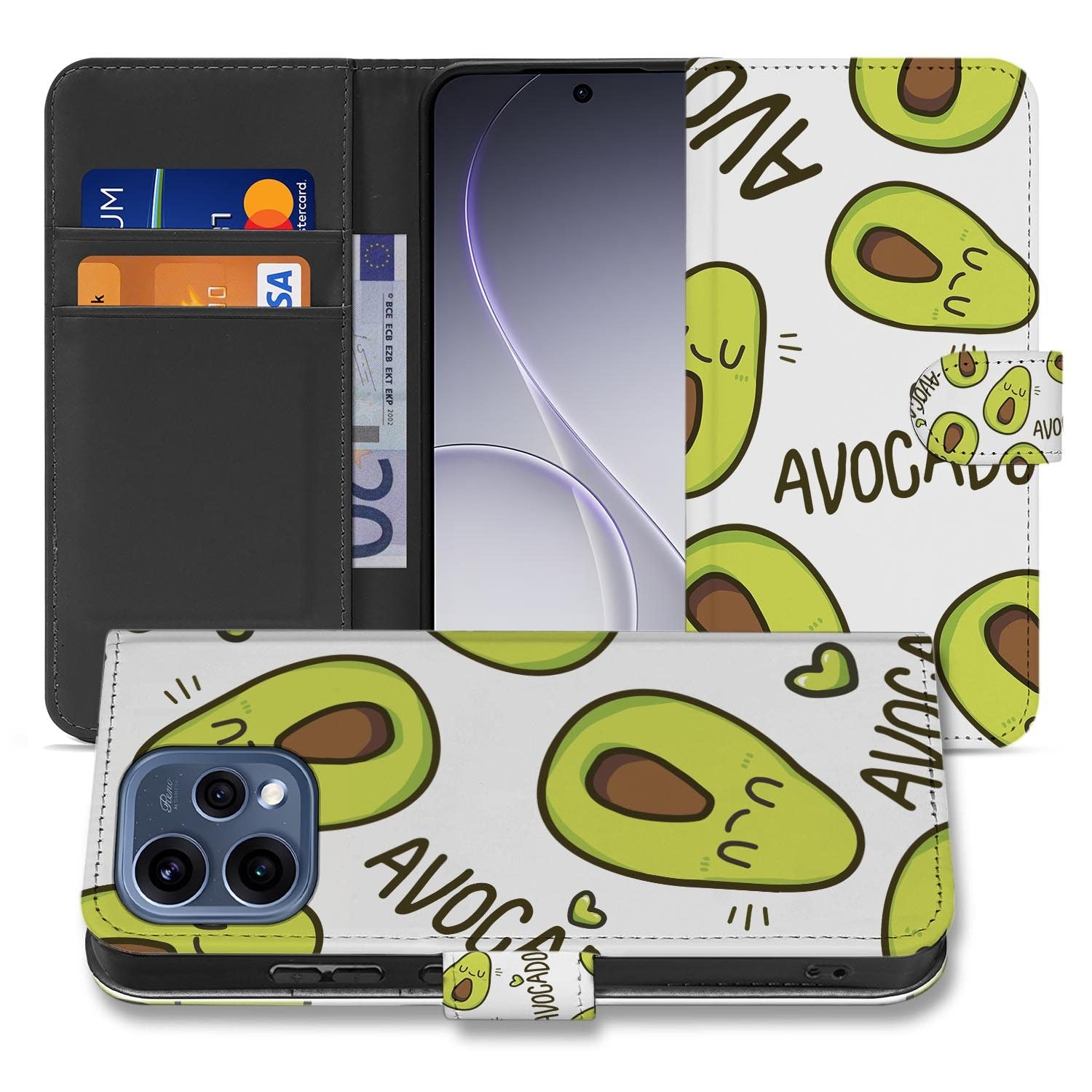 OPPO Reno15 wallet hoesje Avocado – achterkant met camera-uitsparing