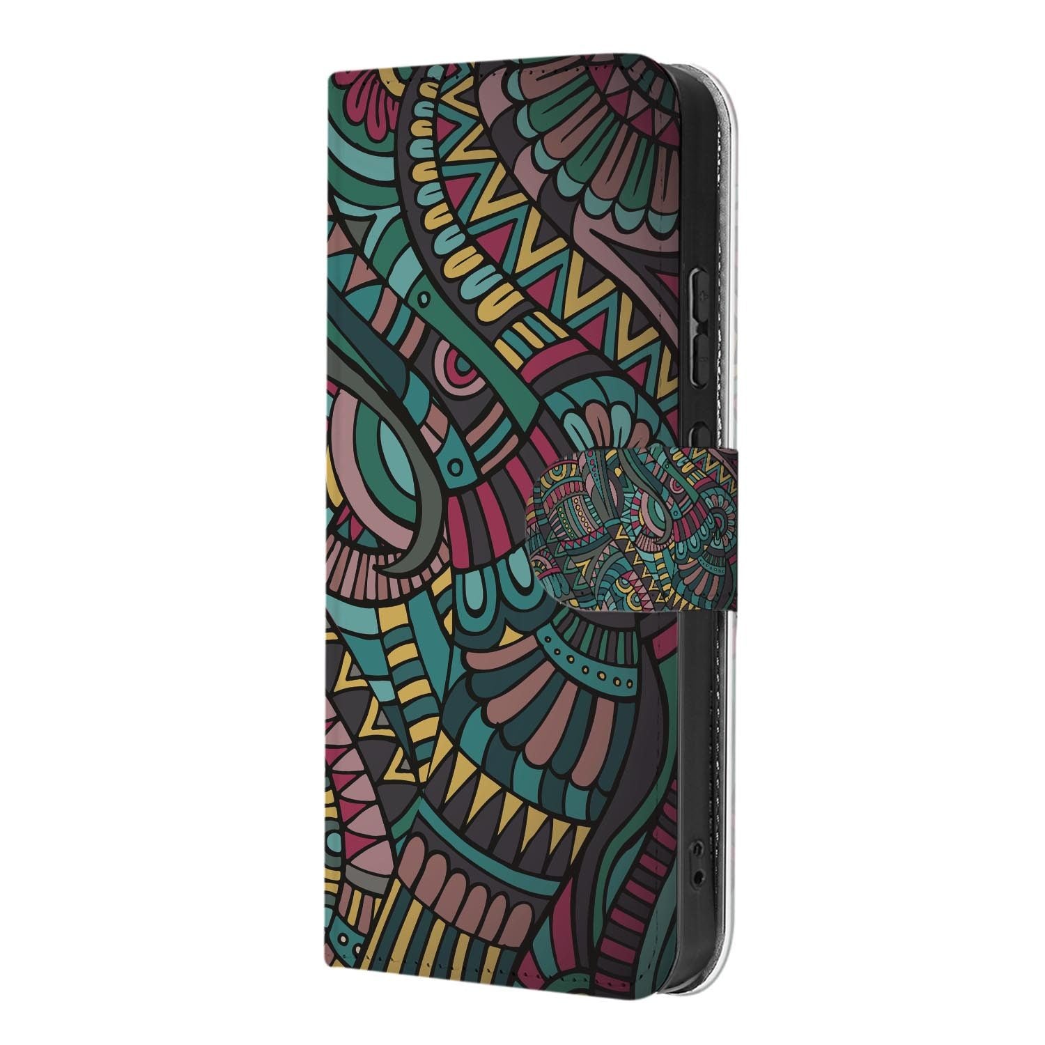 OPPO Reno15 portemonnee hoesje Aztec – close-up van het kunstleer
