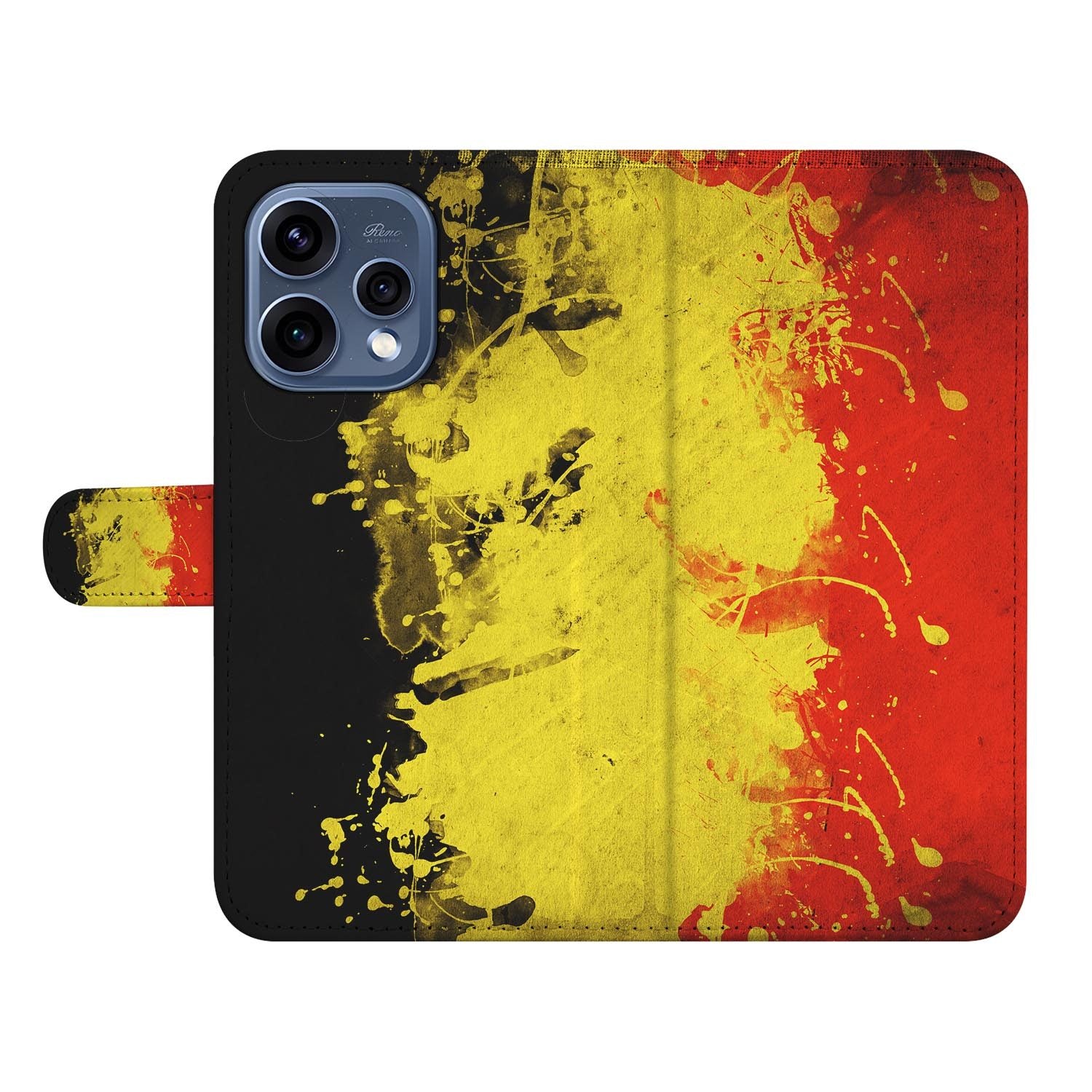 OPPO Reno15 portemonnee hoesje Belgische Vlag – zijkant met magneetsluiting