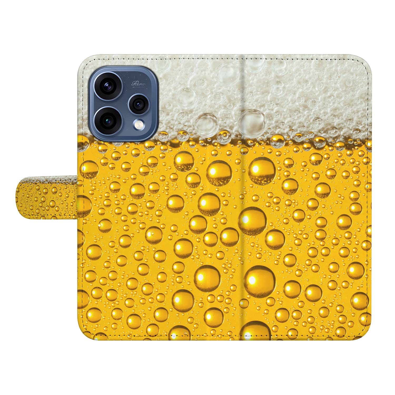 OPPO Reno15 boekhoesje Bier – detail van de print