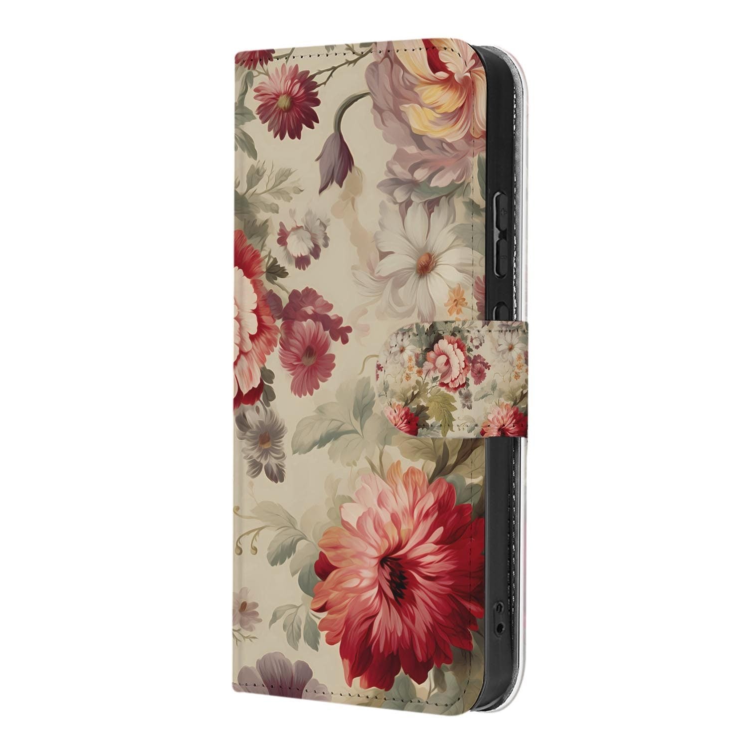 OPPO Reno15 bookcase hoesje Bloemenprint – opengeslagen met de pasjesvakken