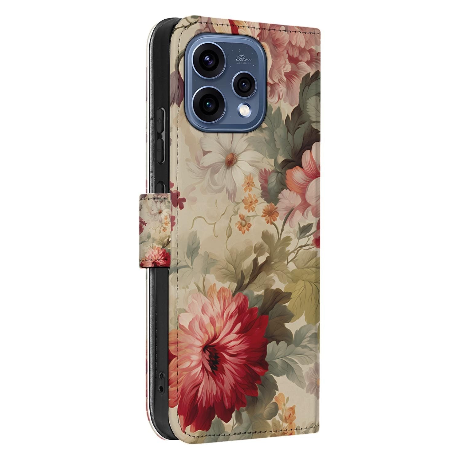 OPPO Reno15 bookcase hoesje Bloemenprint – gesloten vooraanzicht