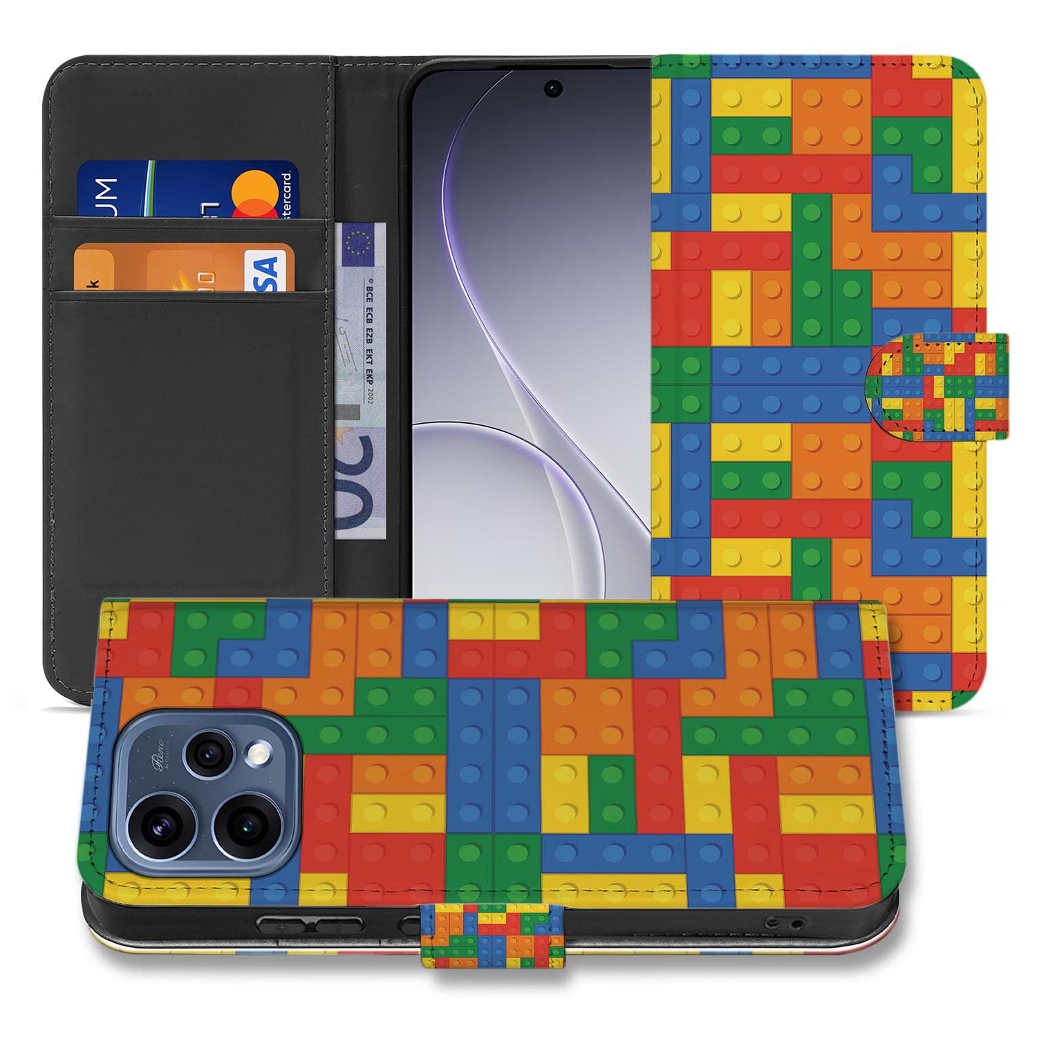 OPPO Reno15 book case hoesje Blokken – randafwerking en stiksel