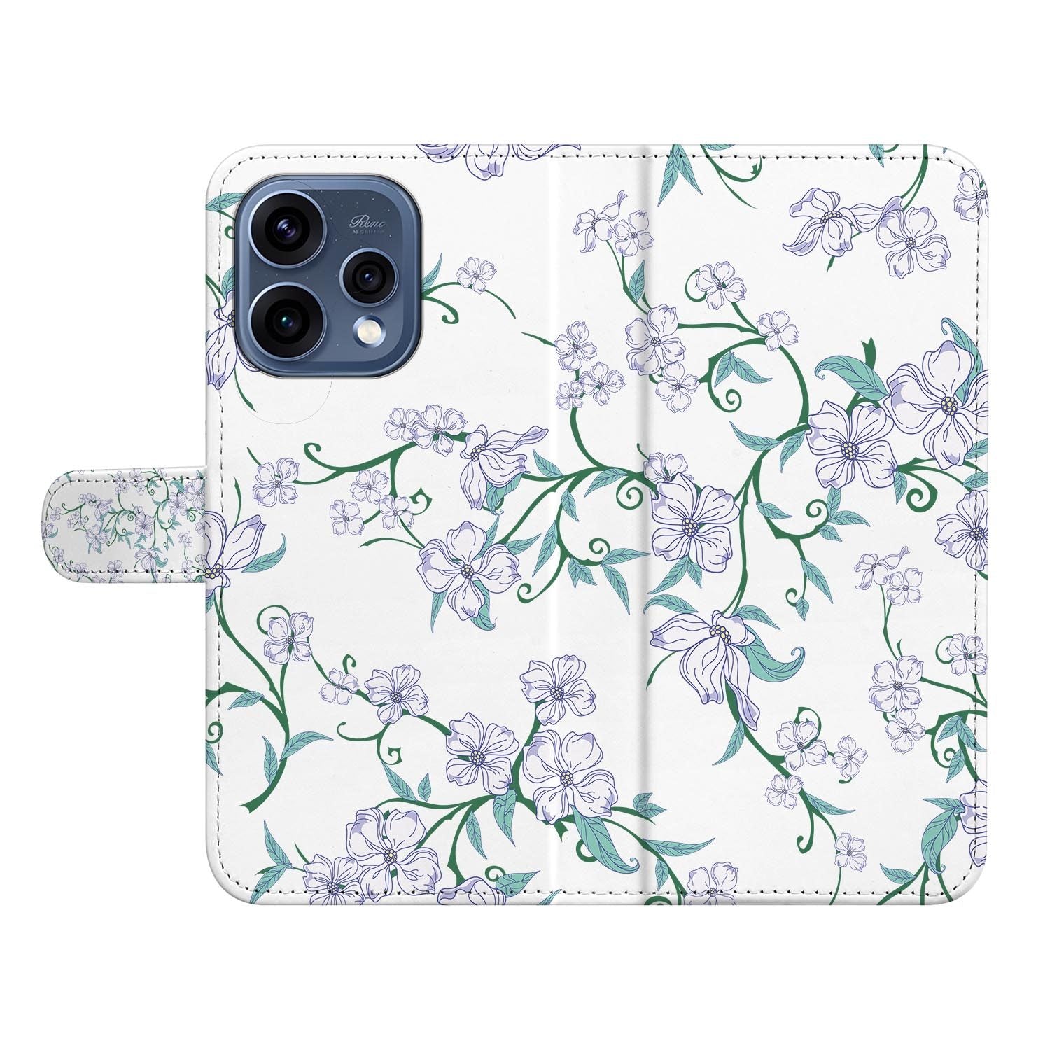 OPPO Reno15 boekhoesje Blossom White – gesloten vooraanzicht