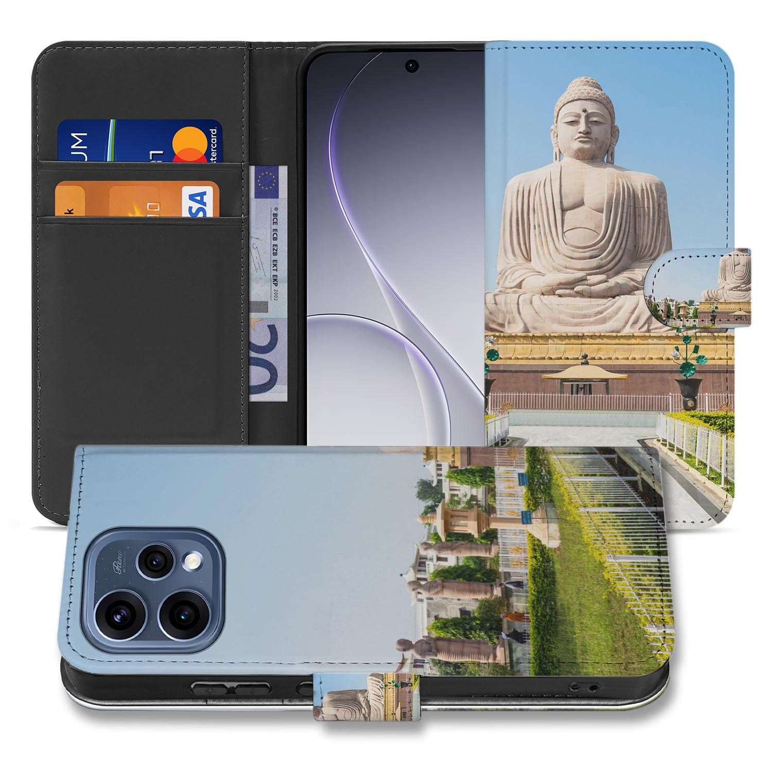 OPPO Reno15 portemonnee hoesje Boeddha – binnenzijde met TPU-houder