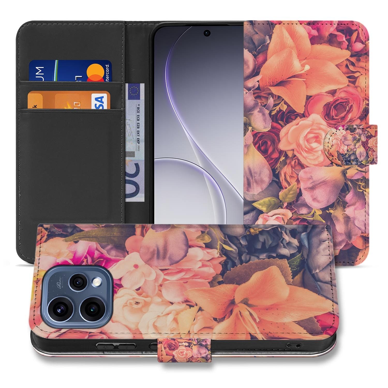 OPPO Reno15 portemonnee hoesje Bosje Bloemen – detail van de print